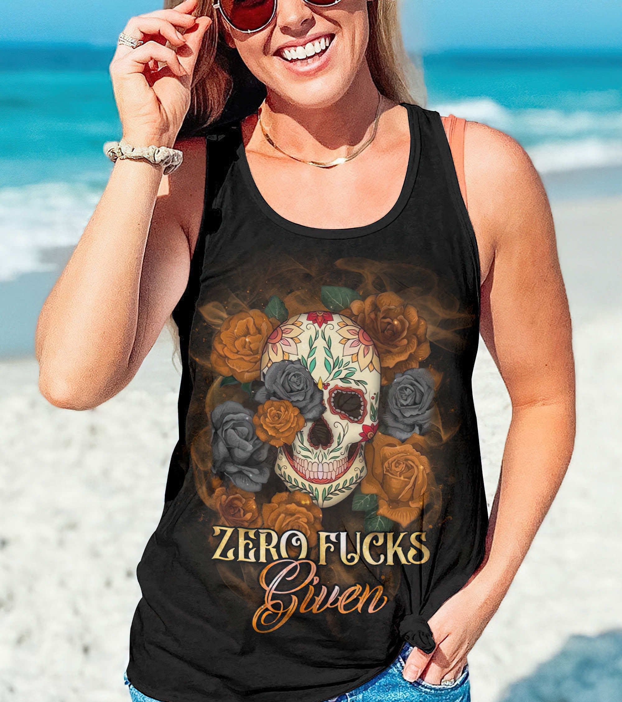 zero-fcks-given-flower-skull-all-over-print-tank-top