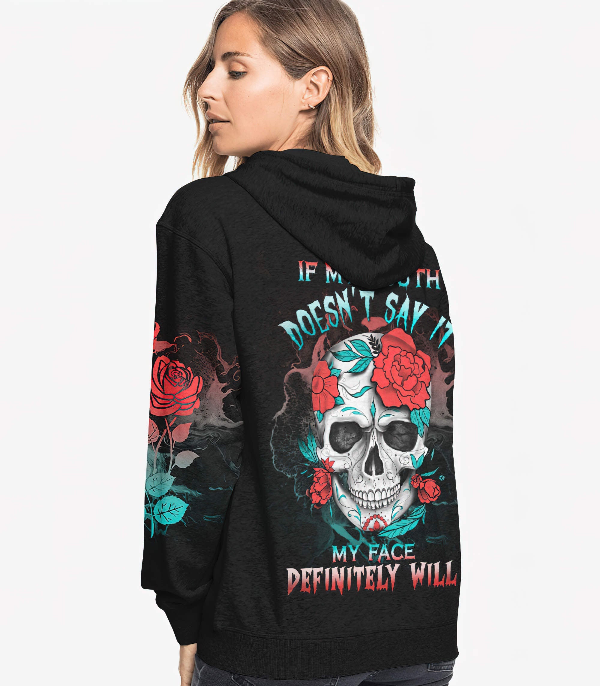 If My Mouth Doesn't Say It Skull All Over Print Hoodie