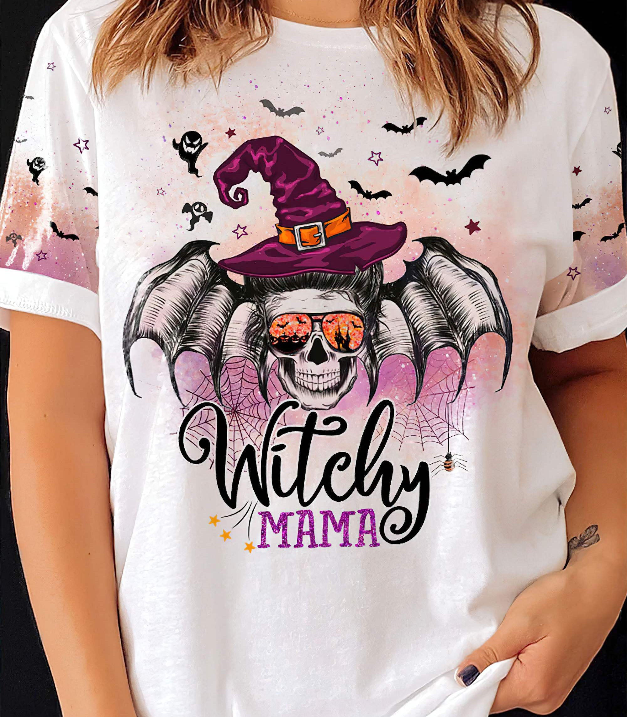 witchy-mama-messy-bun-skull-all-over-print-t-shirt