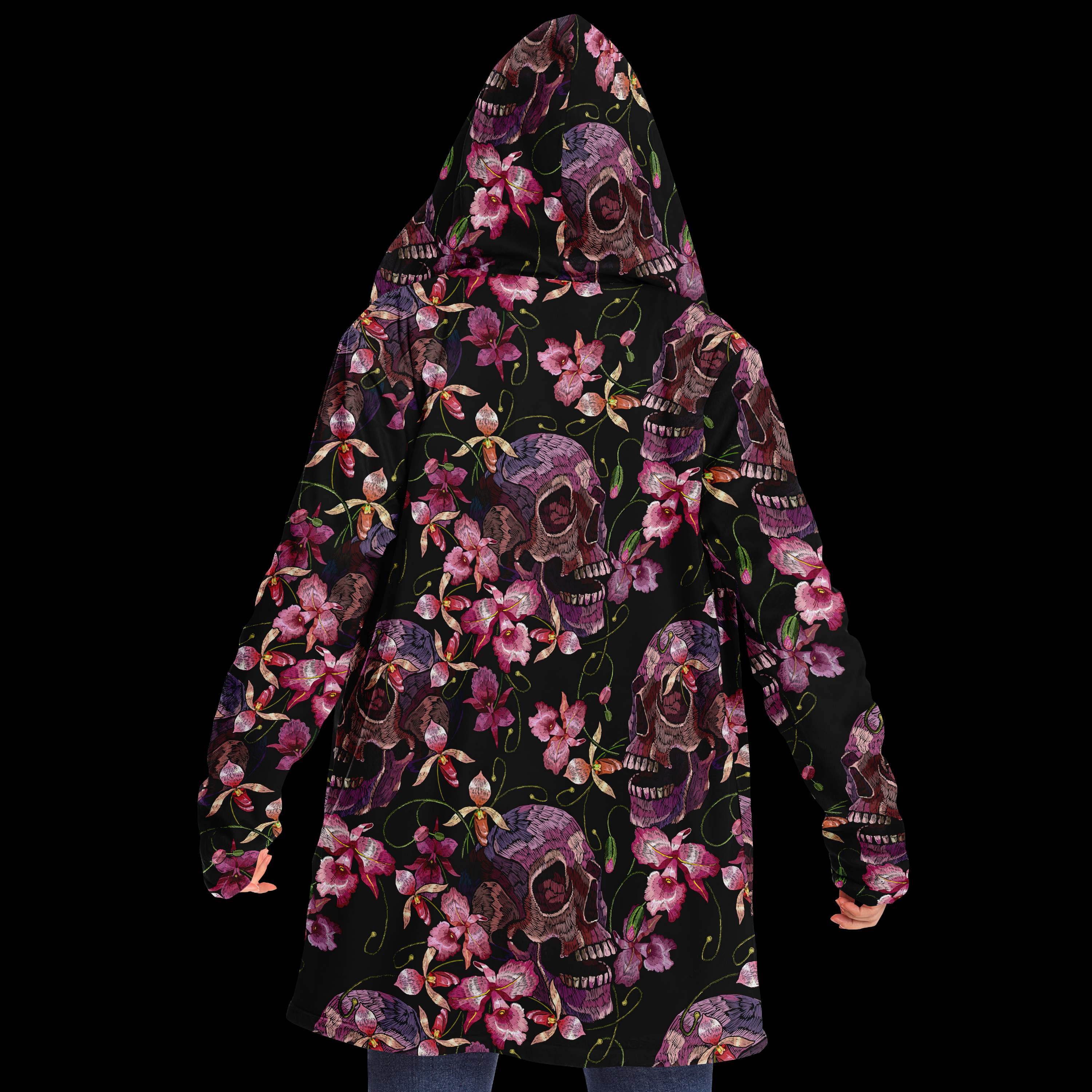 skull-pink-flower-premium-fleece-cloak-cloaks