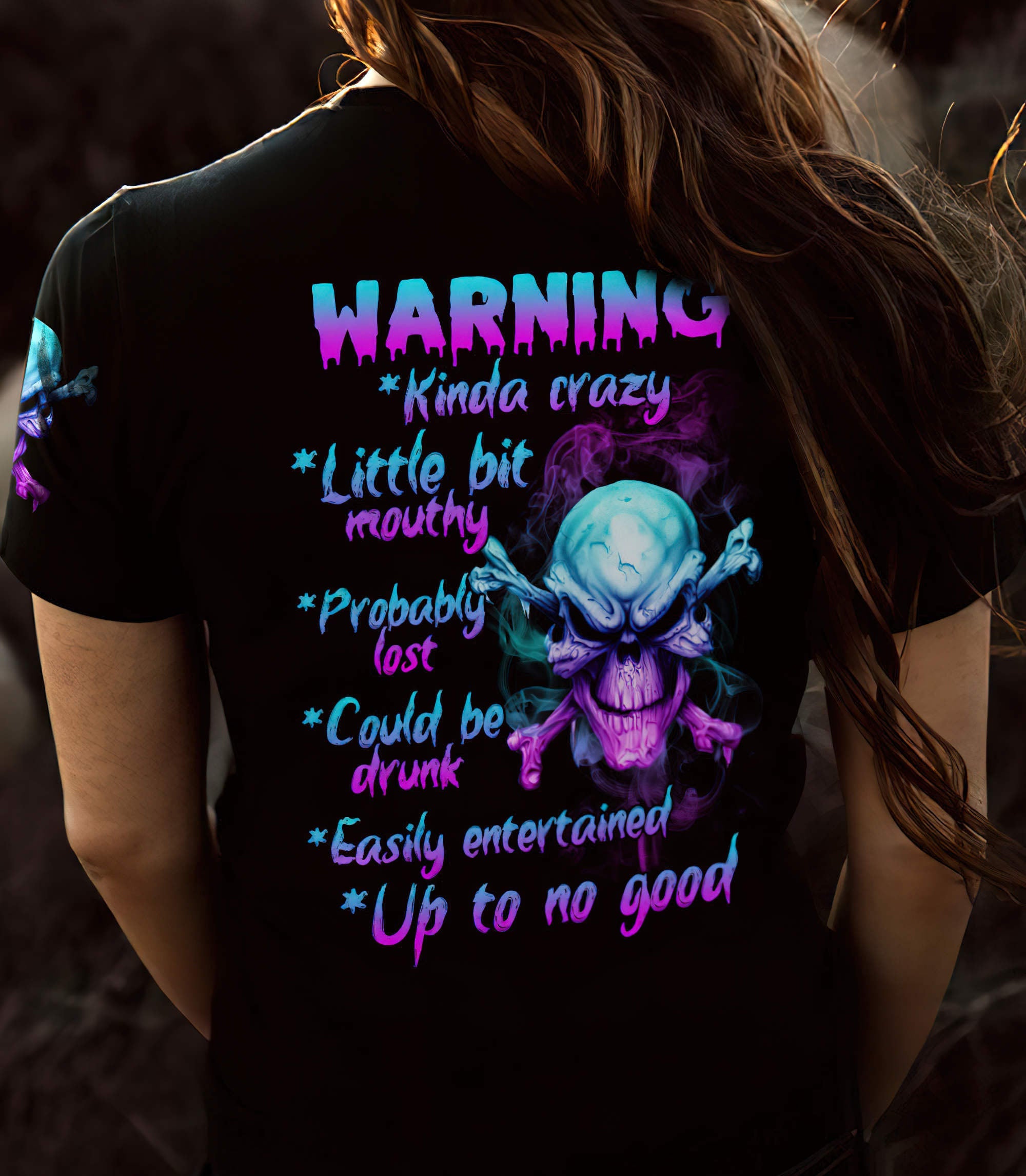 warning-kinda-crazy-skull-bones-all-over-print-women-v-neck-t-shirt