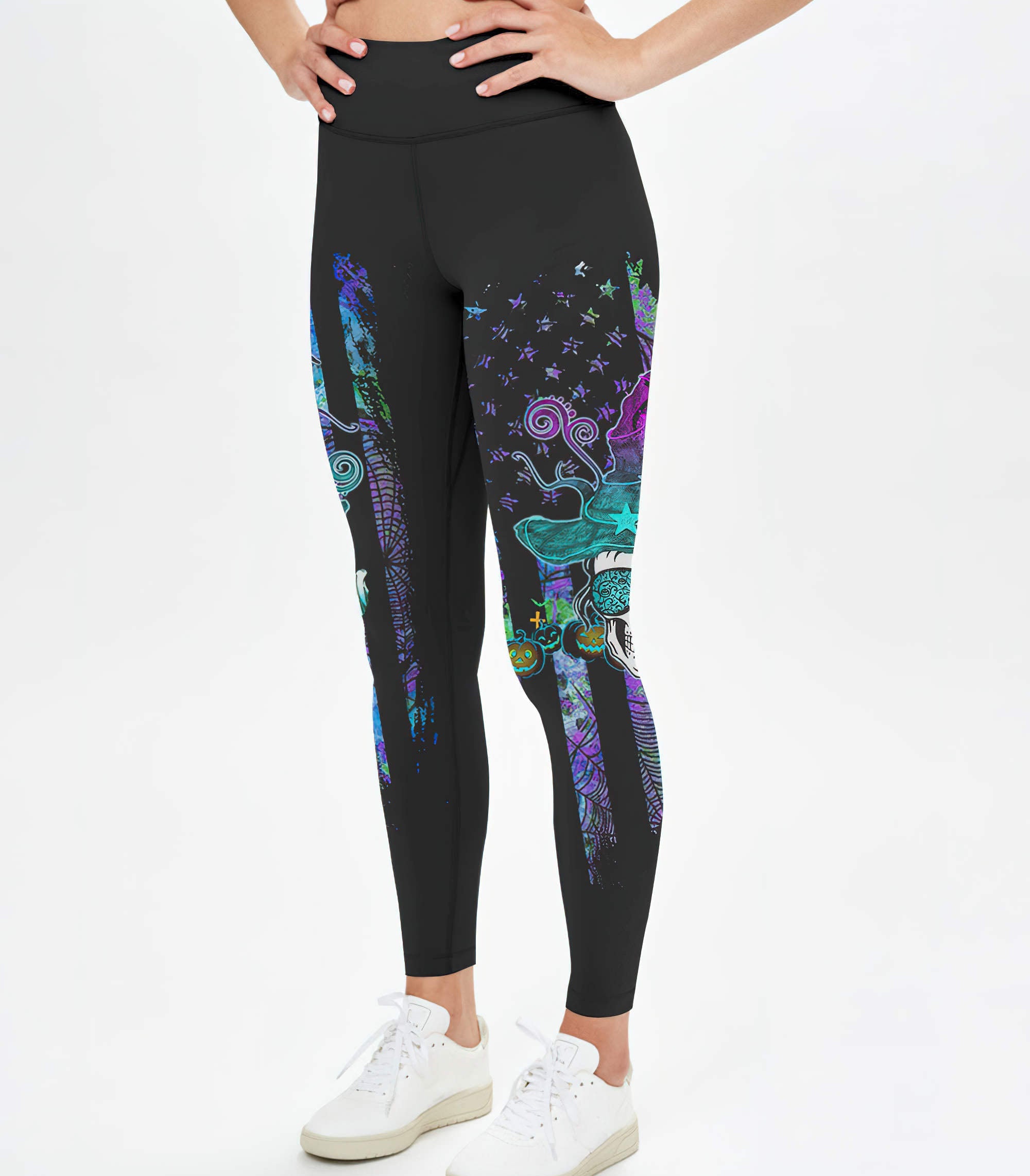 witch-by-nature-messy-bun-skull-all-over-print-leggings