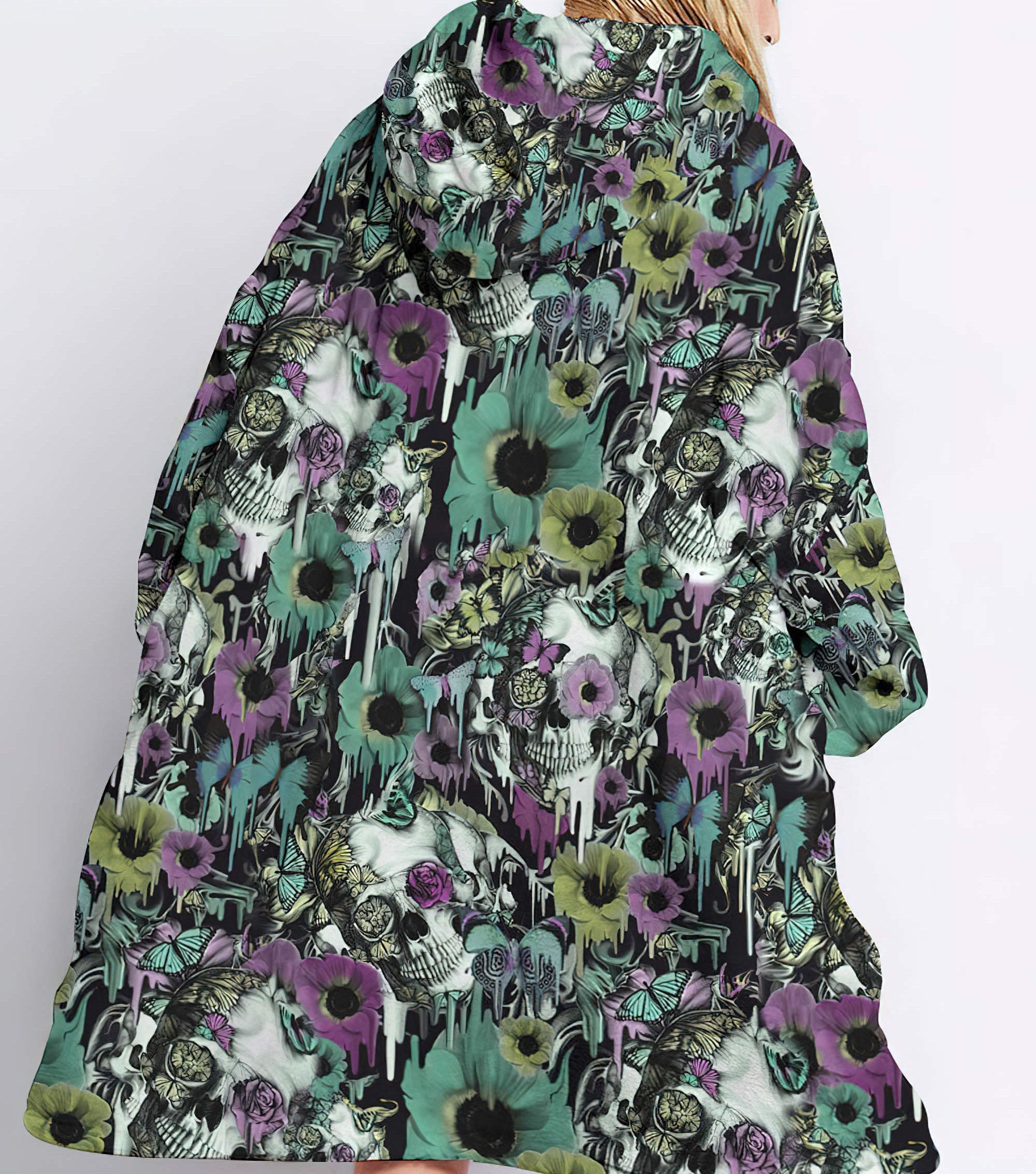 skull-floral-butterfly-sherpa-blanket-hoodie-wearable-blanket-hoodie