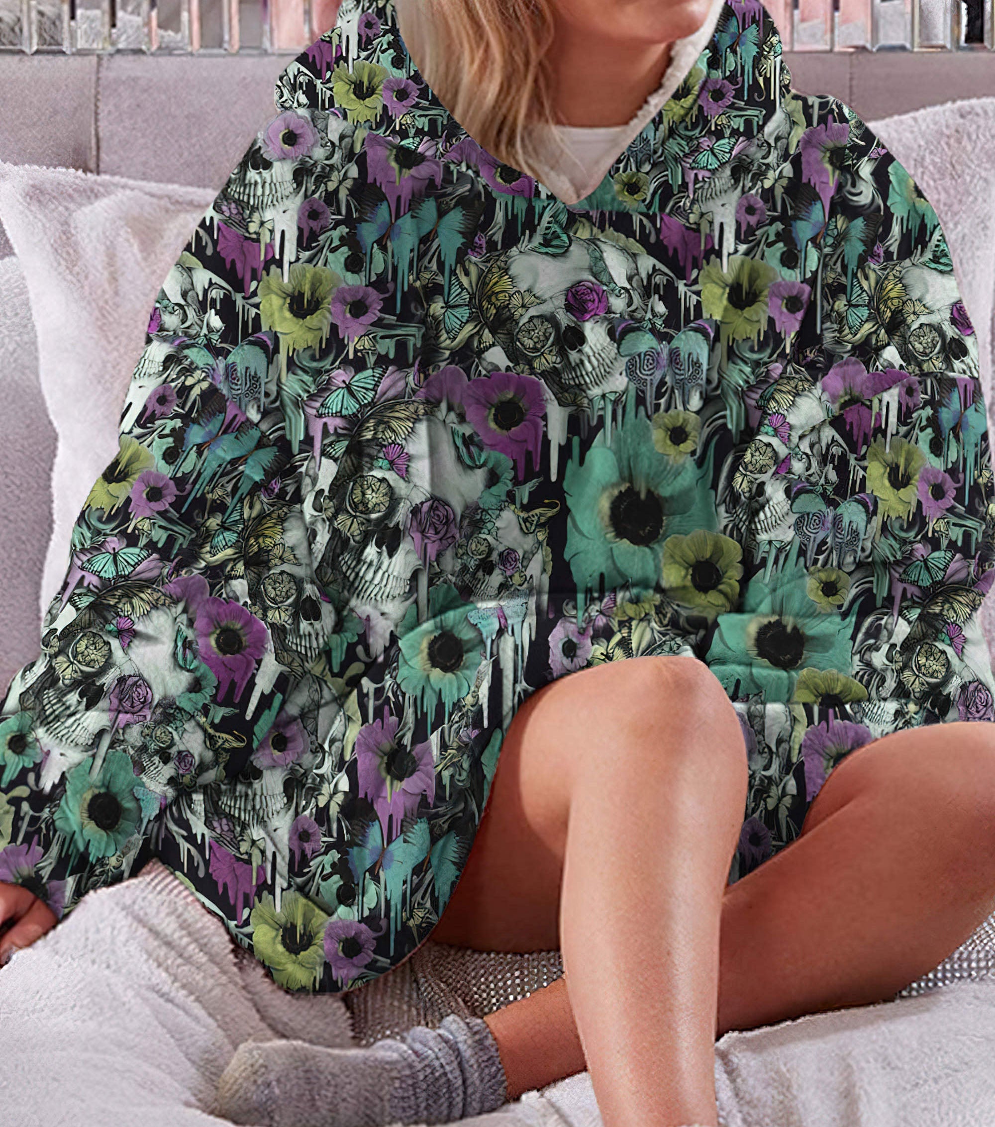 skull-floral-butterfly-sherpa-blanket-hoodie-wearable-blanket-hoodie