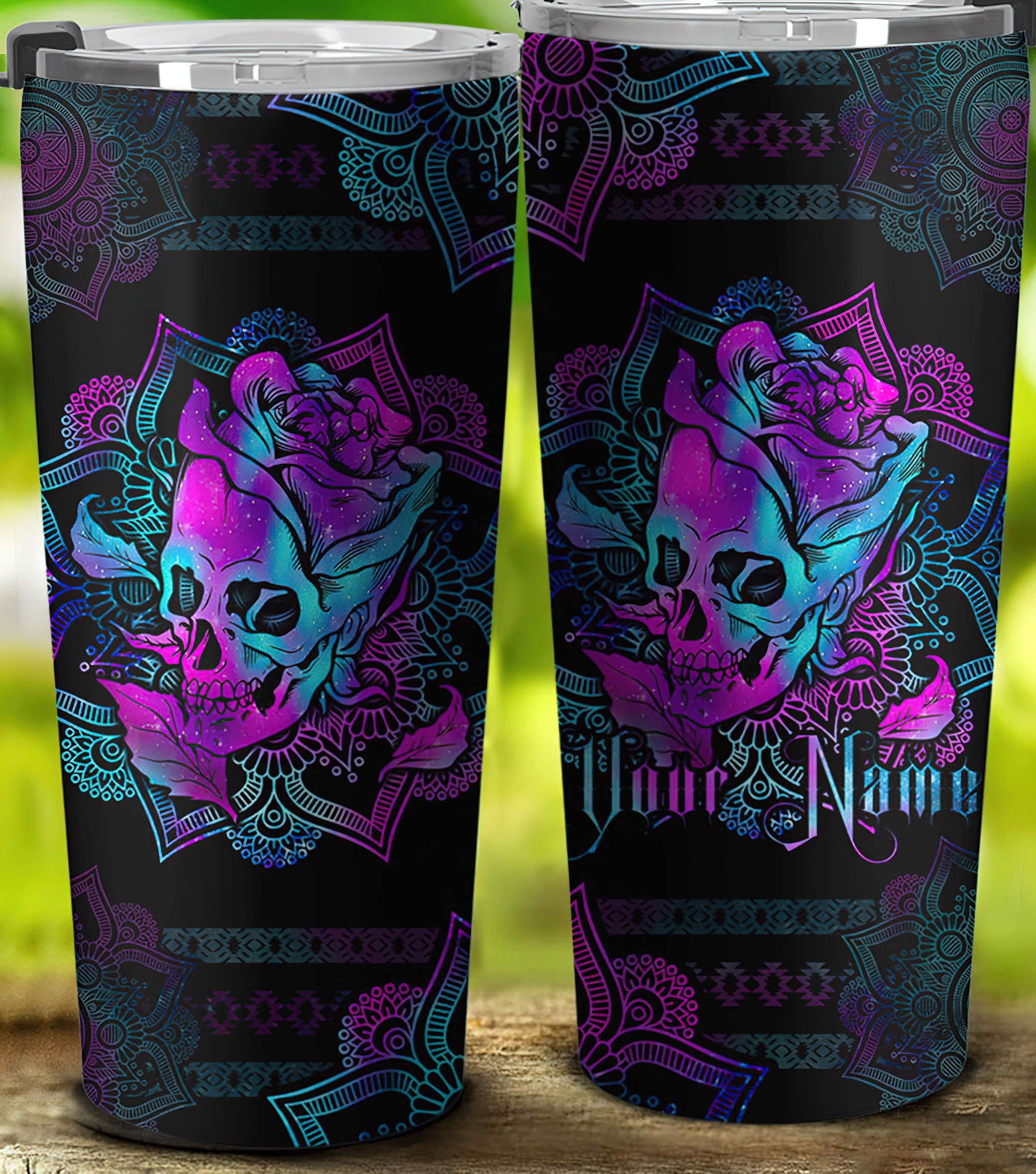 personalized-skull-rose-mandala-tumbler