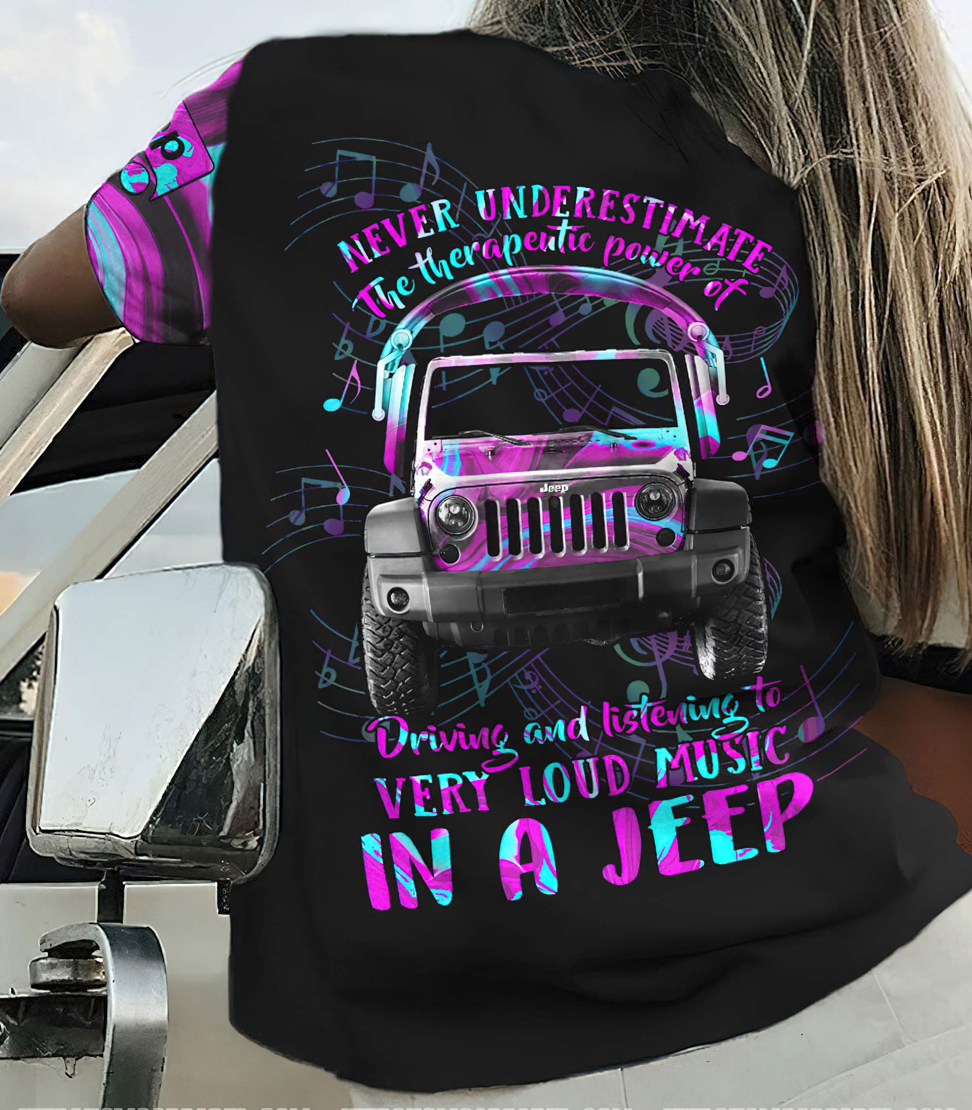 loud-music-in-a-jeep-hologram-t-shirt