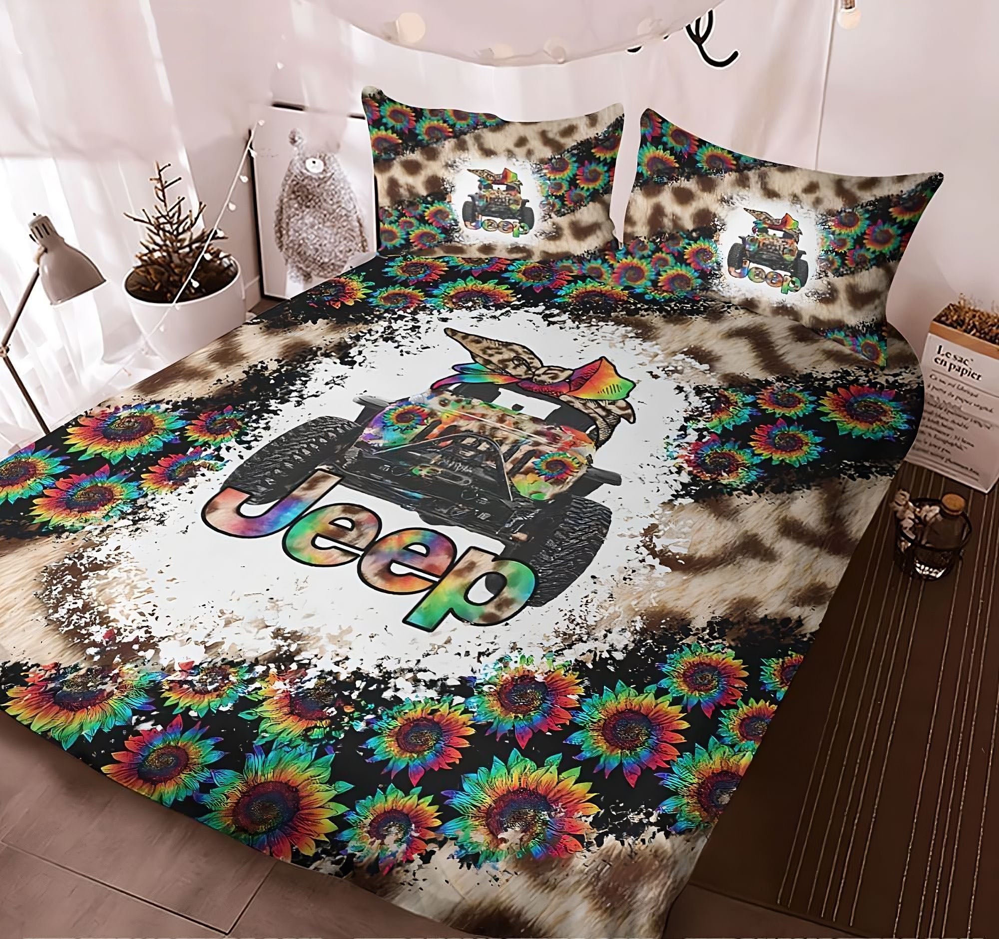 jeep-sunflower-leopard-bedding-set