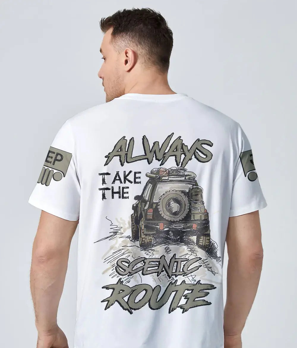 always-take-the-scenic-route-drawing-jeep-t-shirt