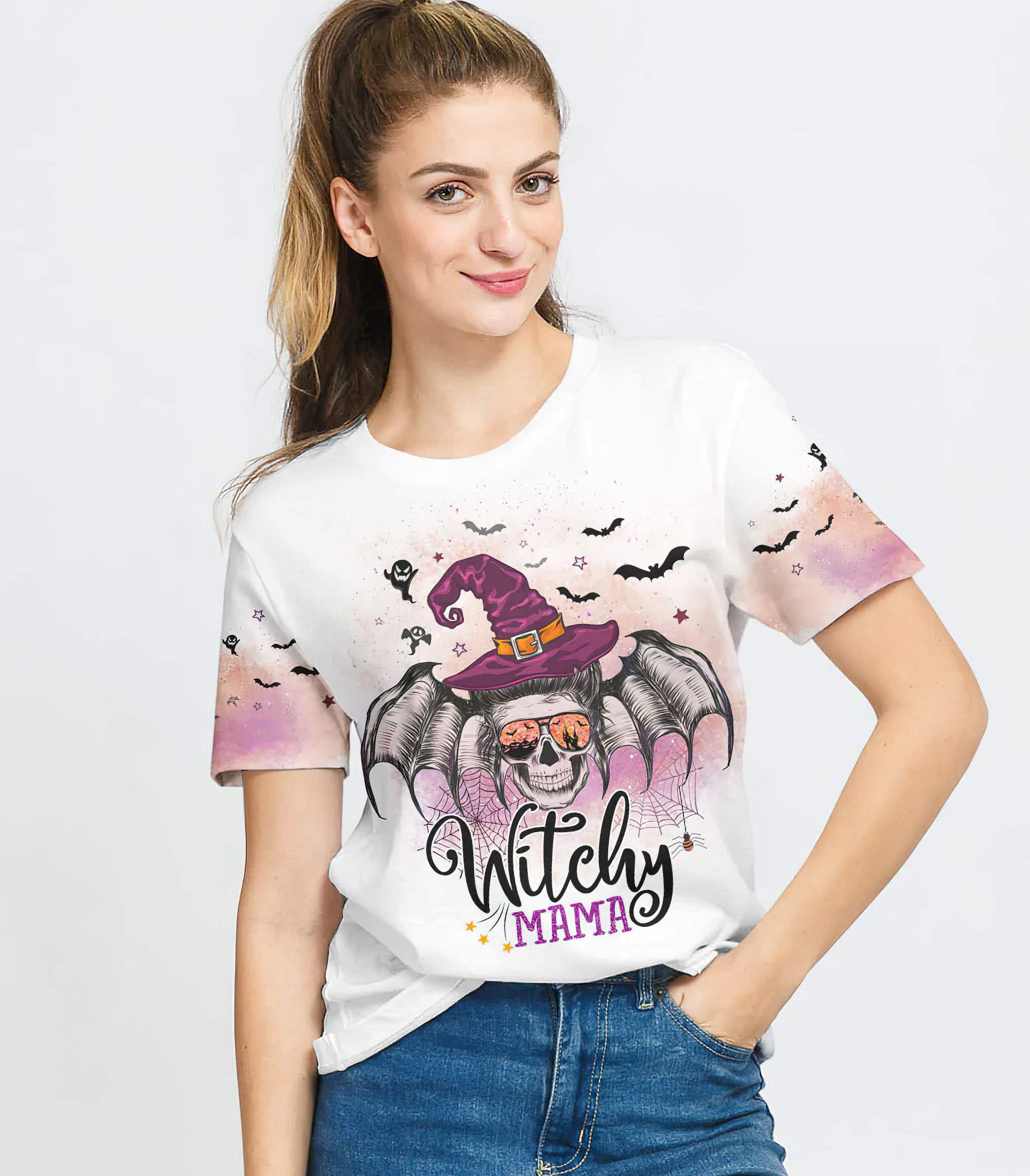 witchy-mama-messy-bun-skull-all-over-print-t-shirt