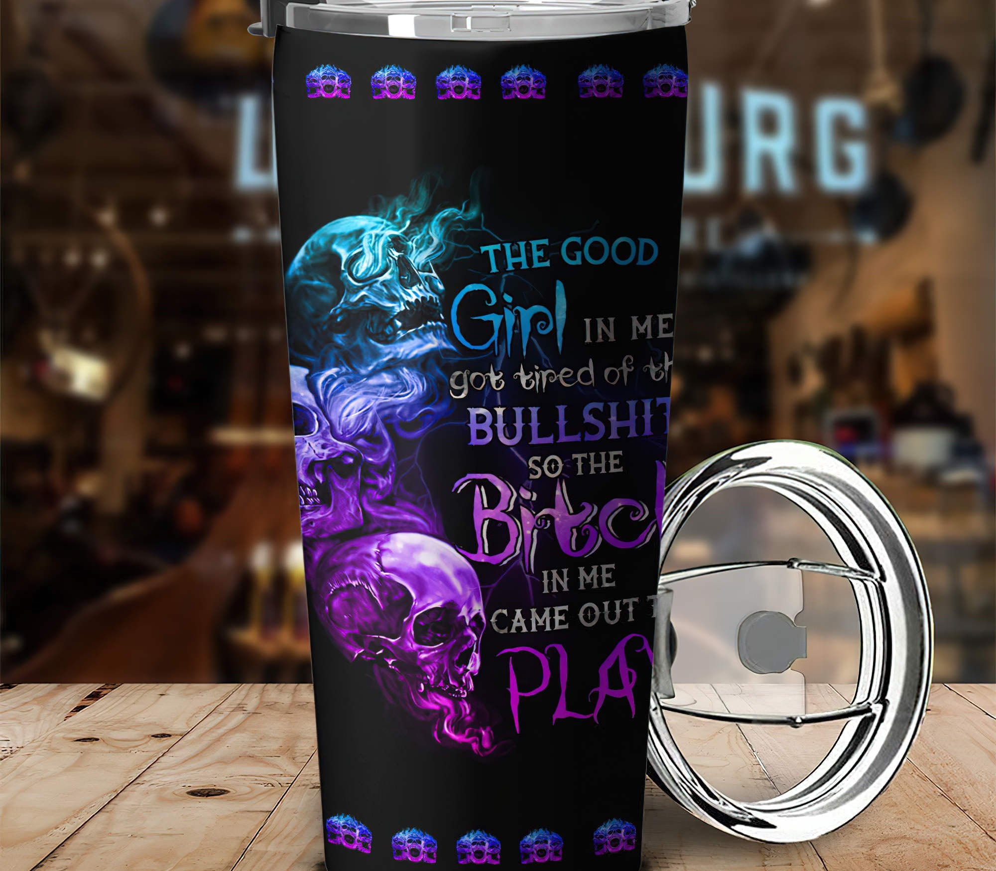 Personalized The Good Girl In Me Got Tired Skull Tumbler 5 Tumbler