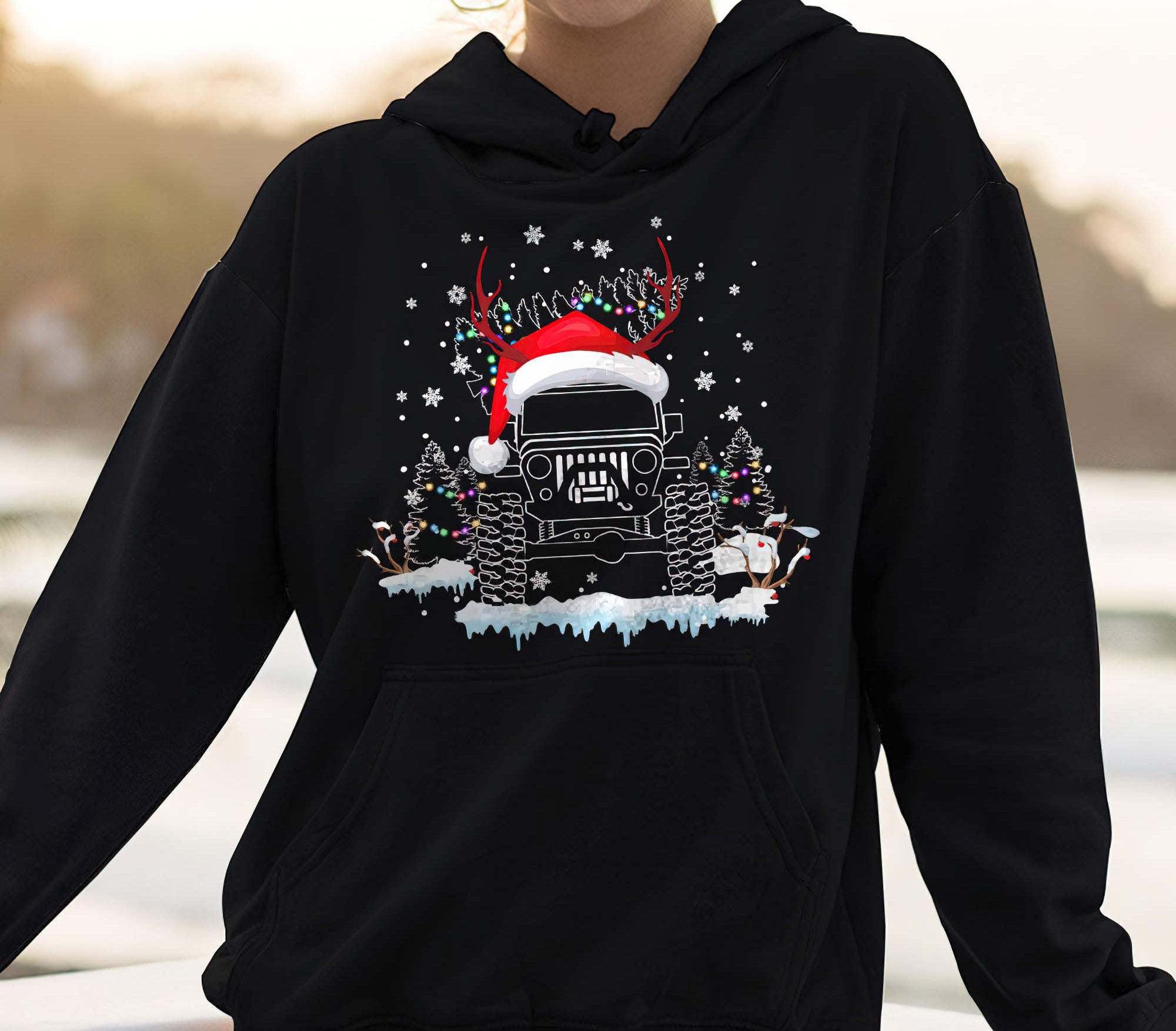 jeep-christmas-with-snow-1-sided-hoodie