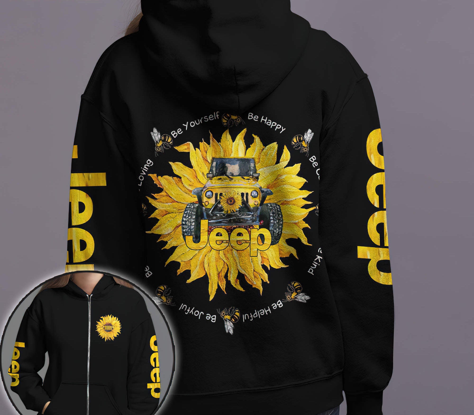 jeep-sunflower-be-yourself-hoodie