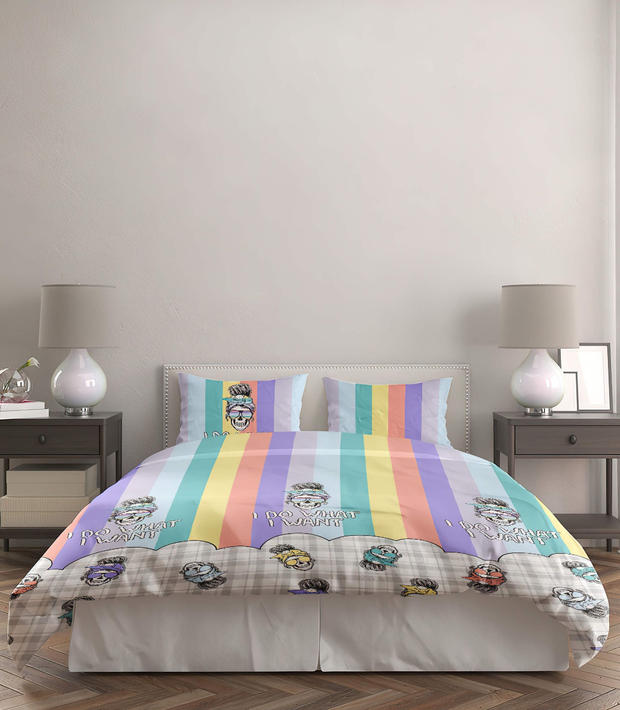 i-do-what-i-want-skull-rainbow-bedding-set-bedding-set