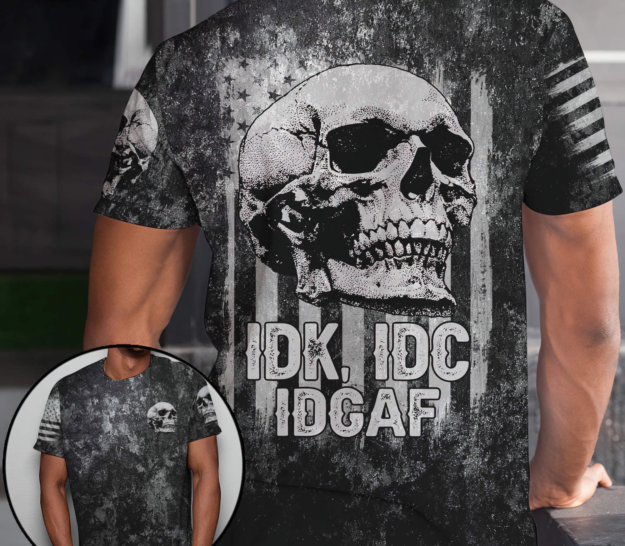 Idgaf Flag Skull All Over Print T Shirt