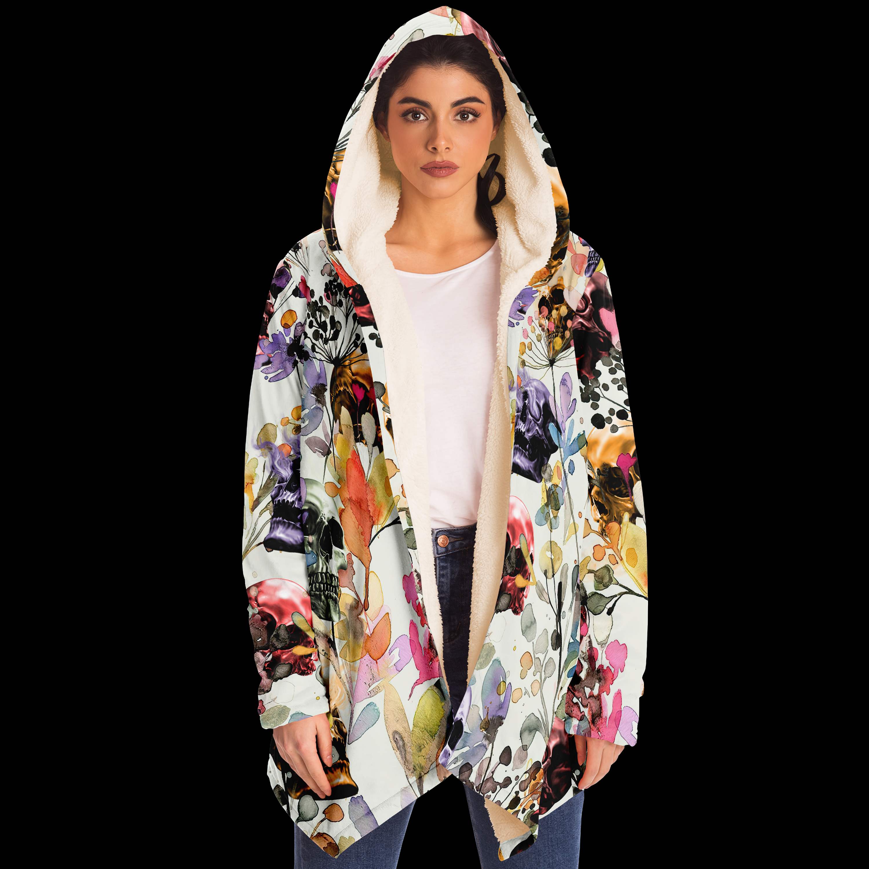 wild-grasses-colorful-skull-premium-fleece-cloak-cloaks