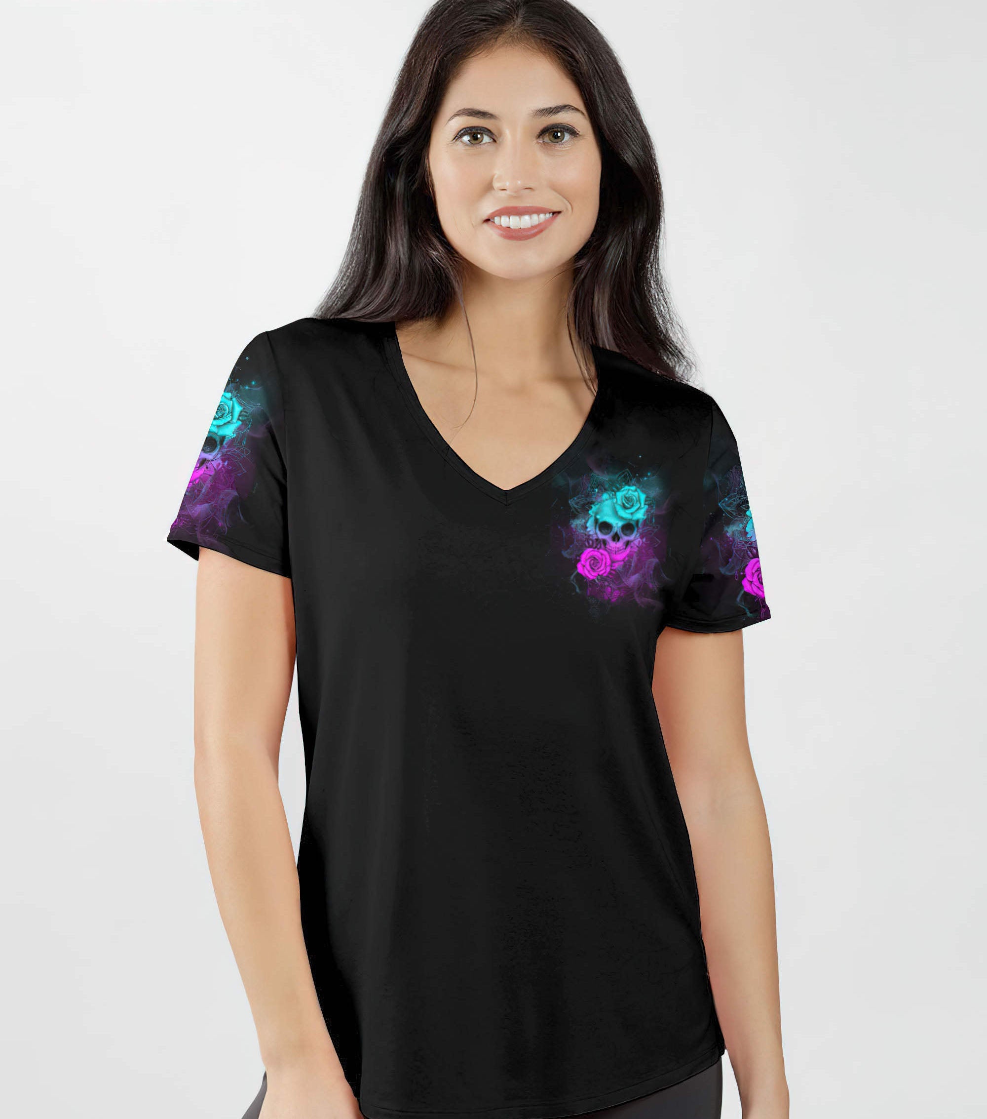 if-i-was-really-a-b-skull-rose-all-over-print-2-women-v-neck-t-shirt