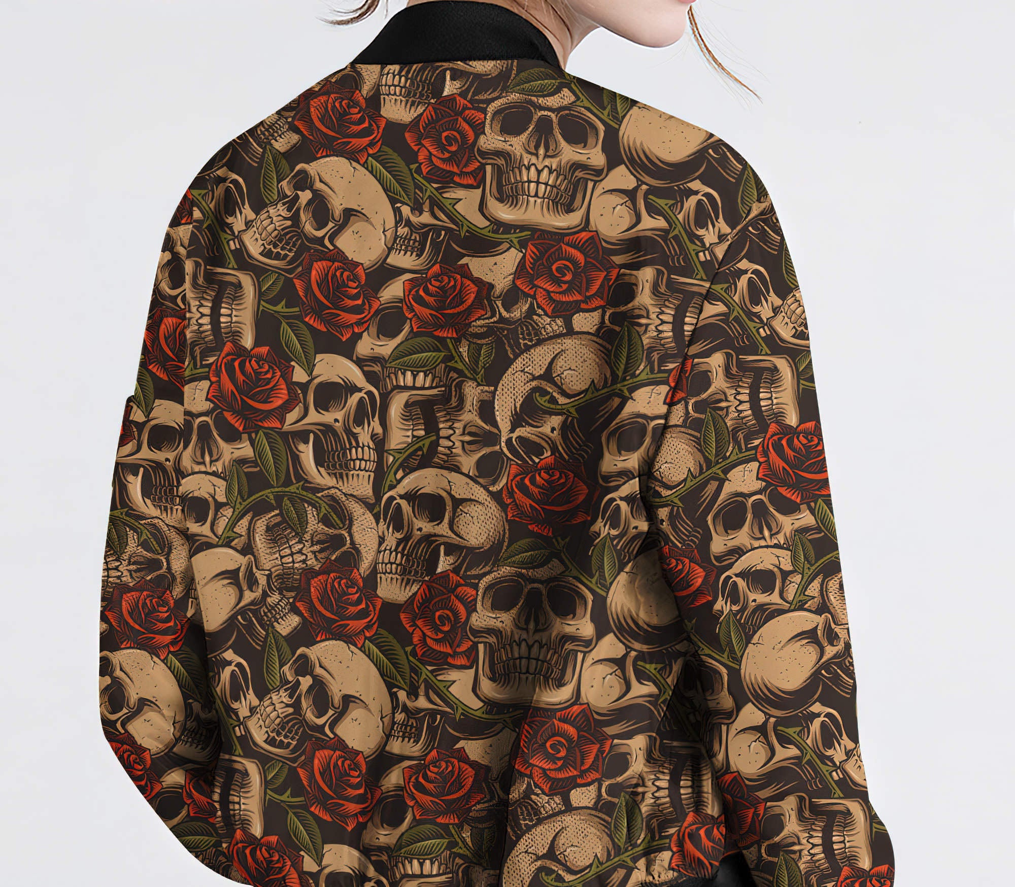 Skull Rose Vintage Bomber Jacket