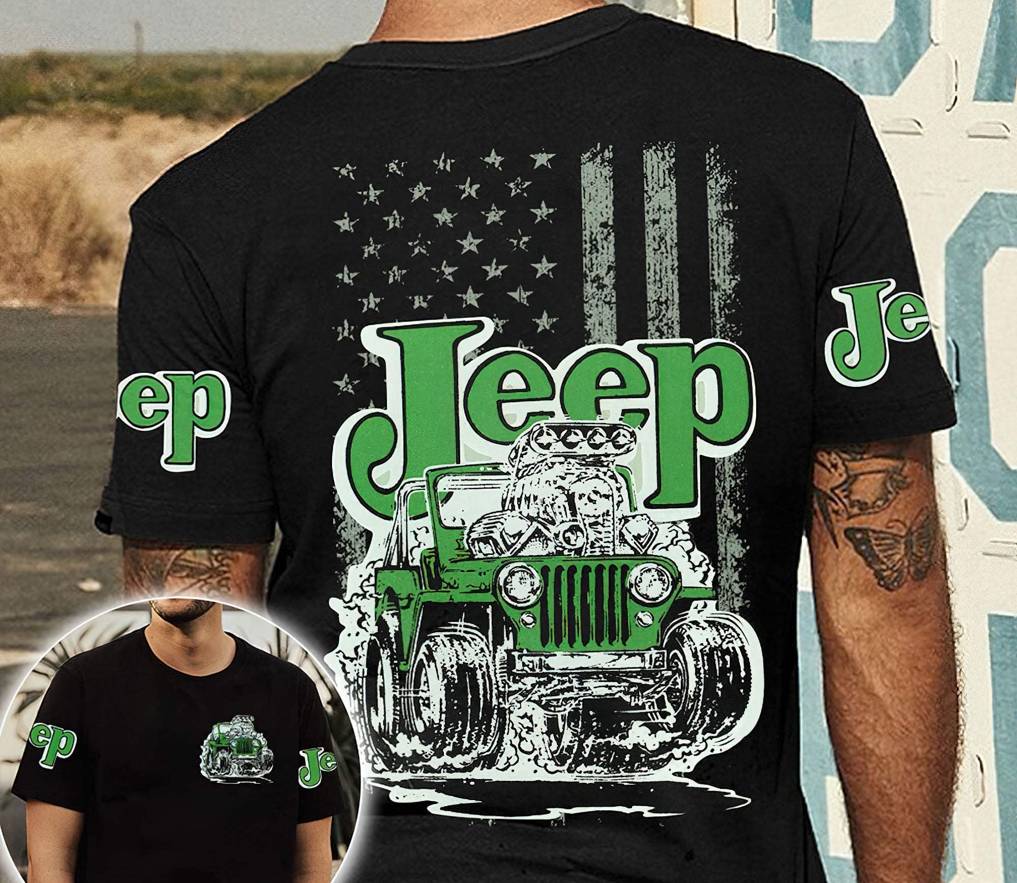 jeep-green-retro-t-shirt