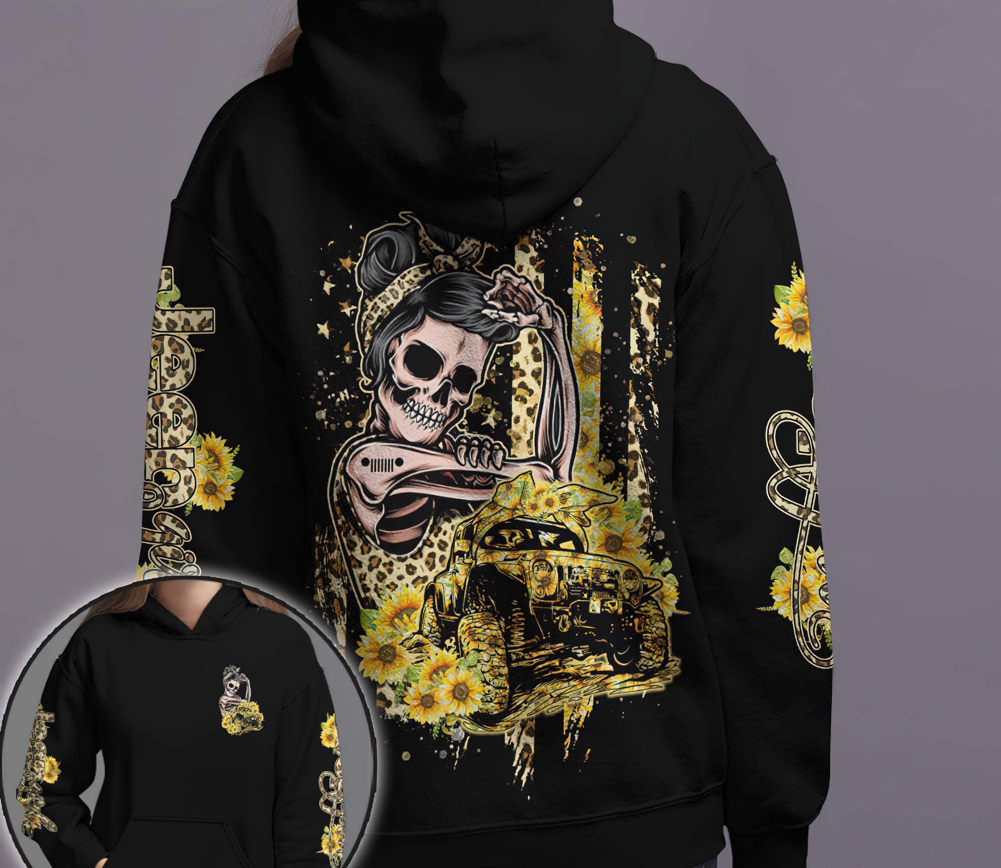 jeep-girl-sunflower-skeleton-hoodie