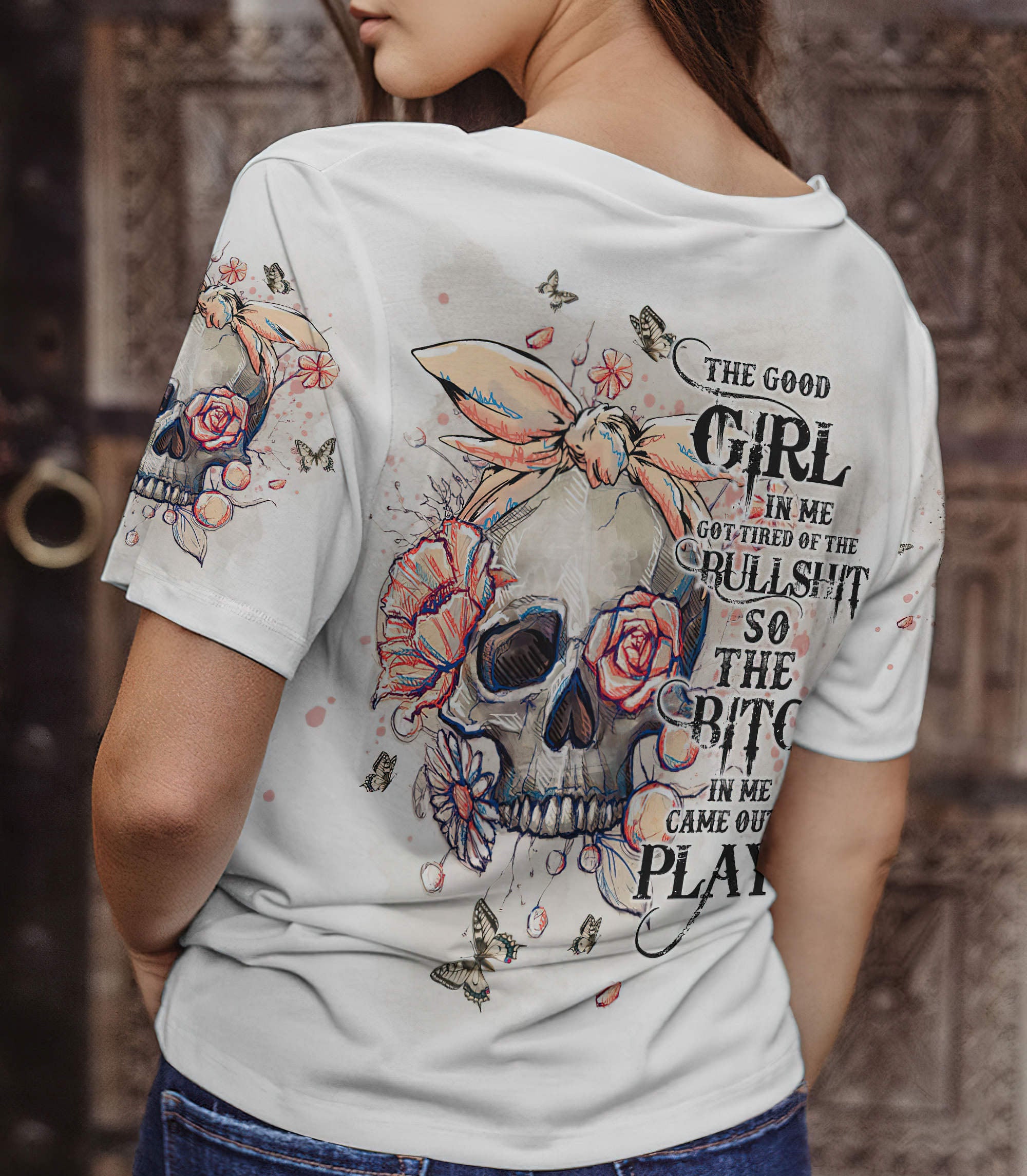 the-good-girl-in-me-floral-skull-all-over-print-women-v-neck-t-shirt