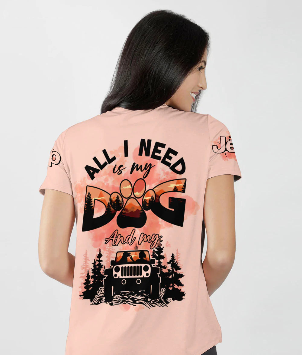 all-i-need-jeep-dog-women-v-neck-t-shirt