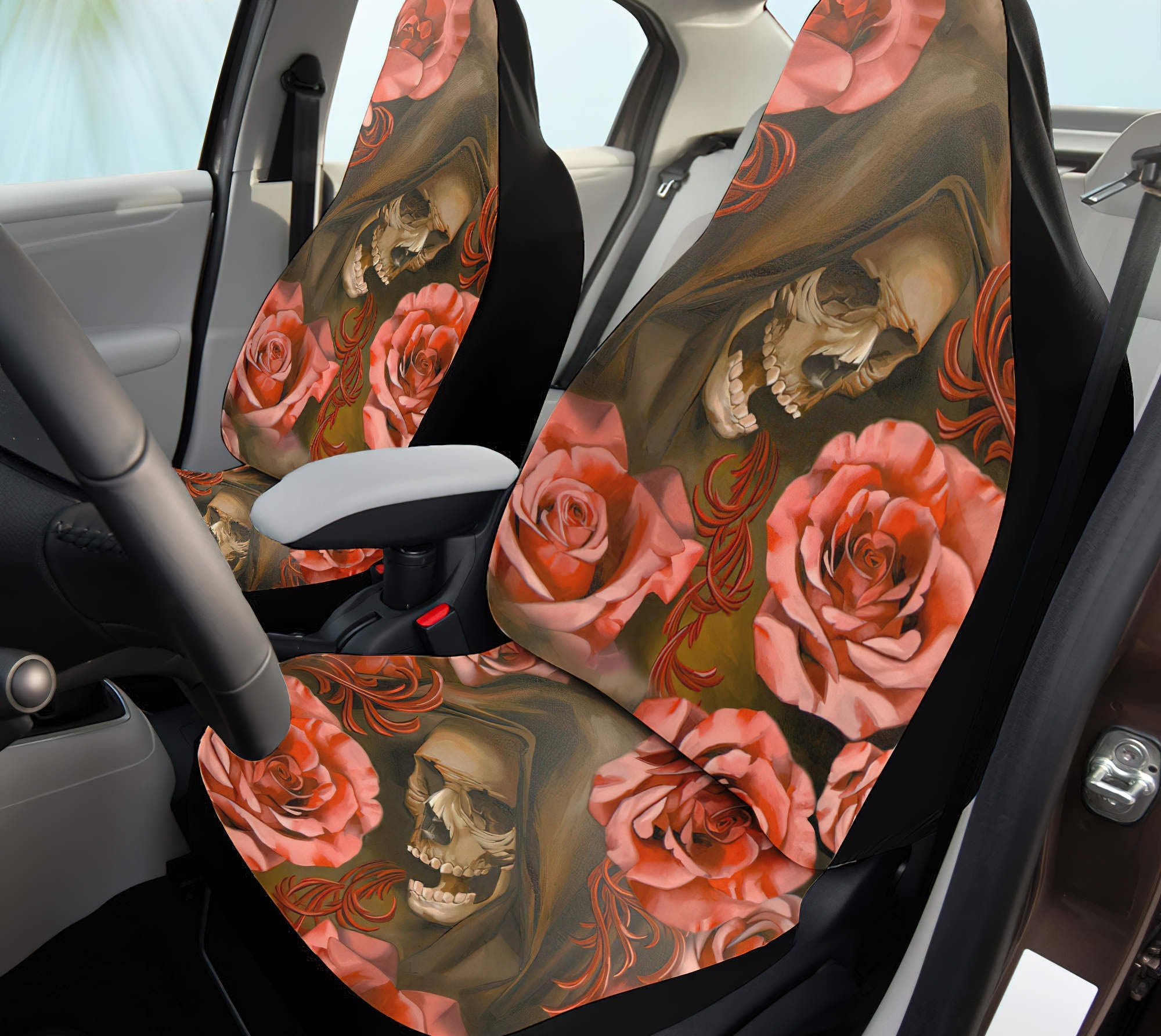 Skull Rose Automotive Car Seat Cover