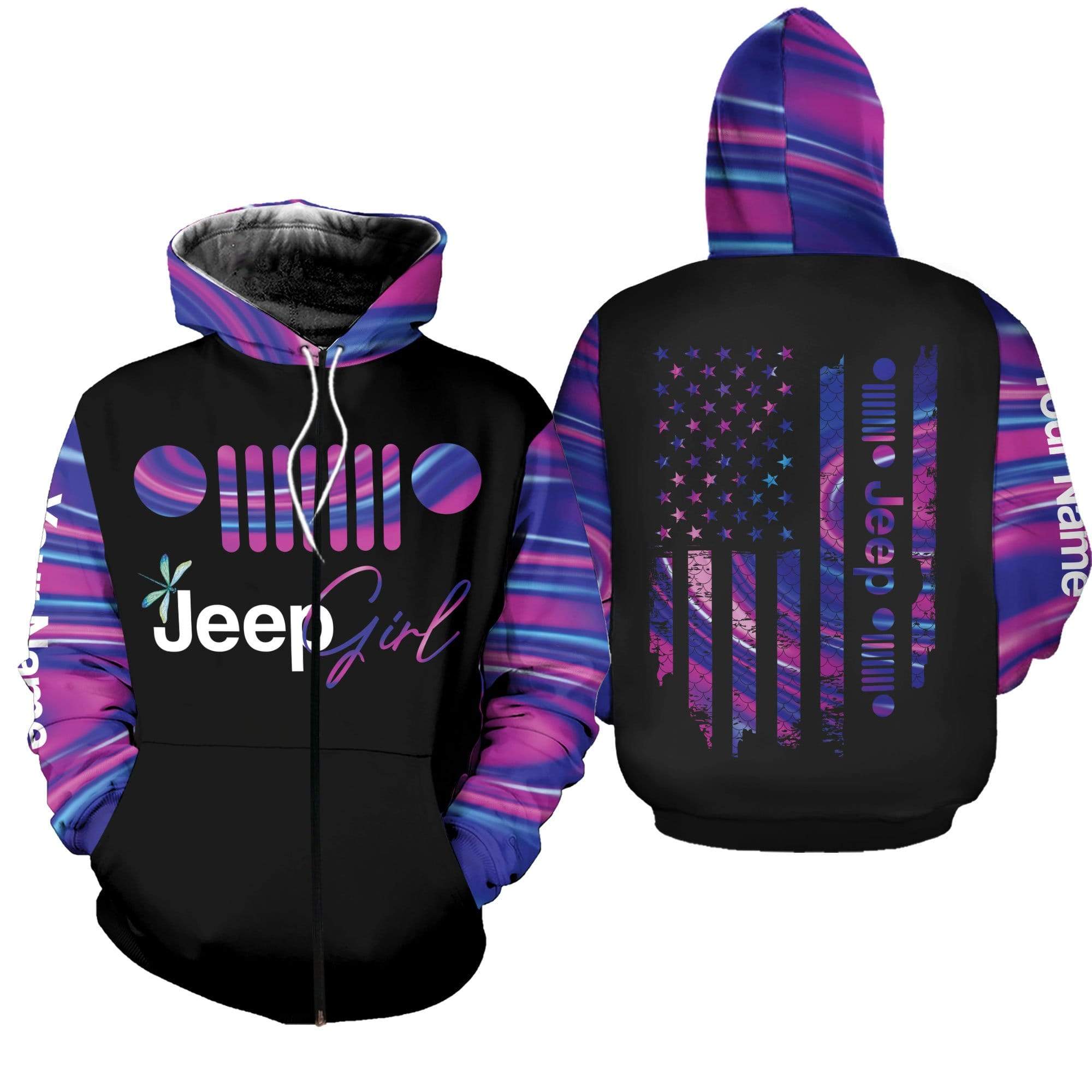 personalized-jeep-girl-holographic-pink-and-black-hoodie-3d