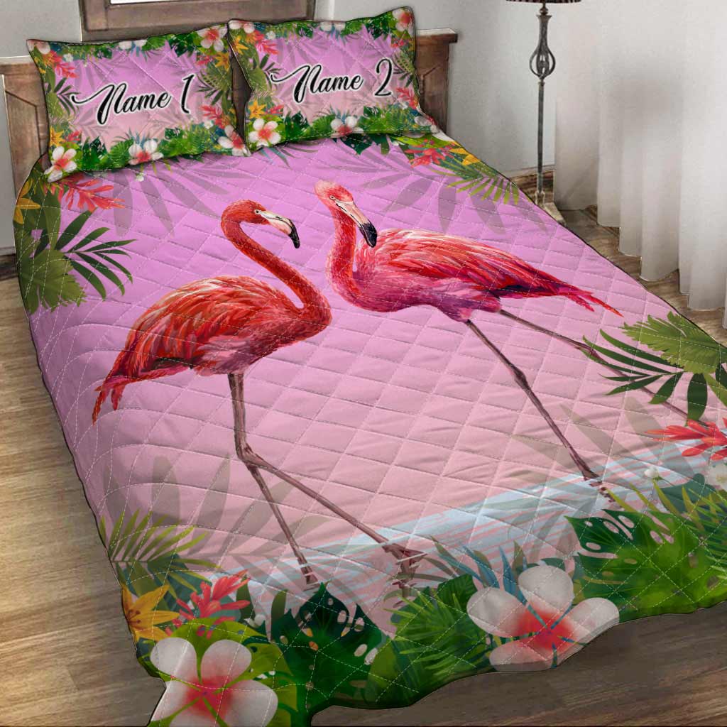 aloha-summer-personalized-flamingo-quilt-bed-set