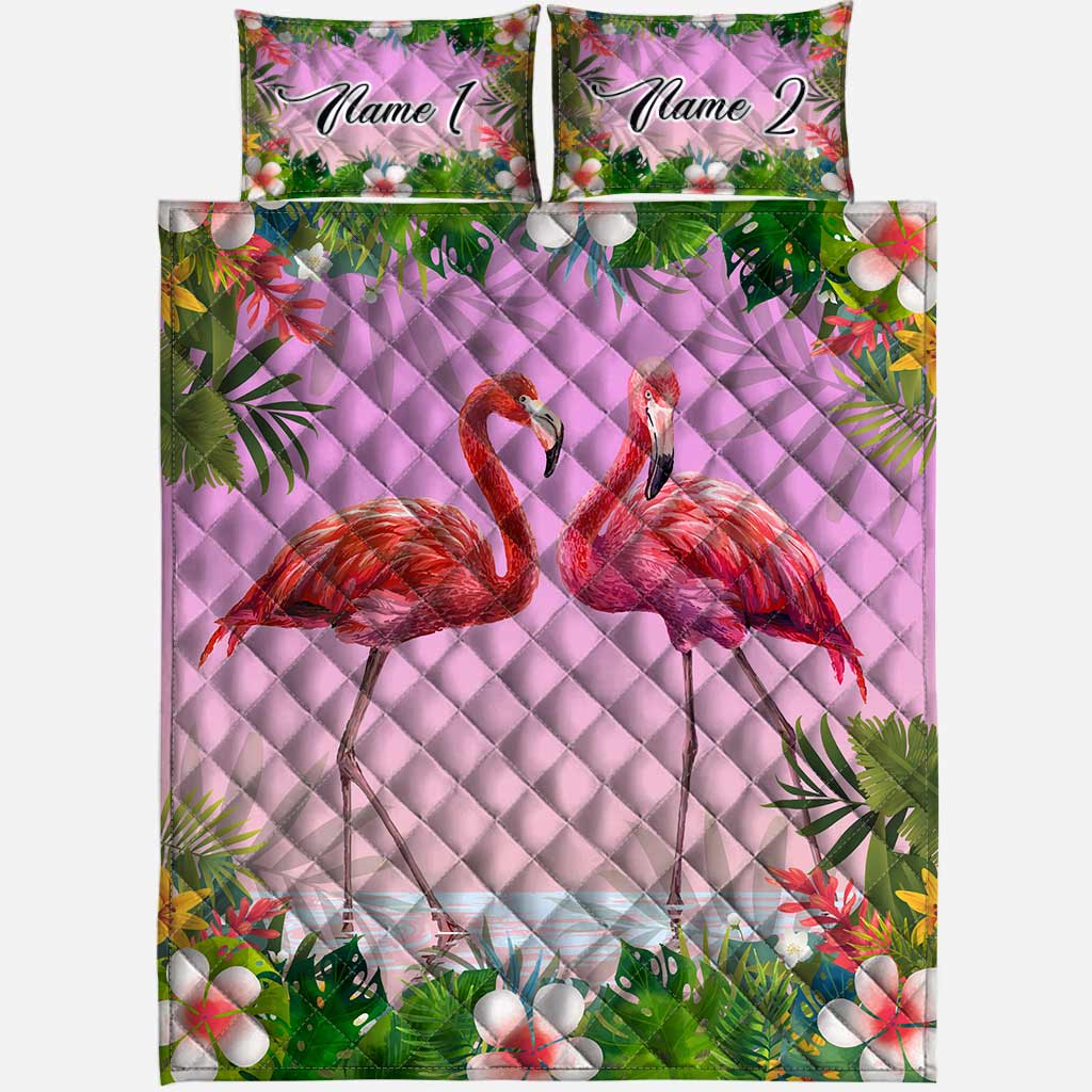 aloha-summer-personalized-flamingo-quilt-bed-set