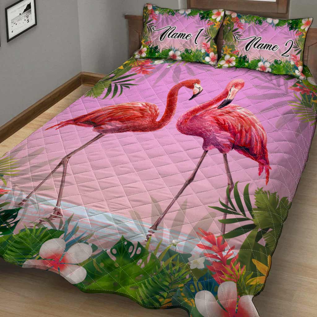 aloha-summer-personalized-flamingo-quilt-bed-set