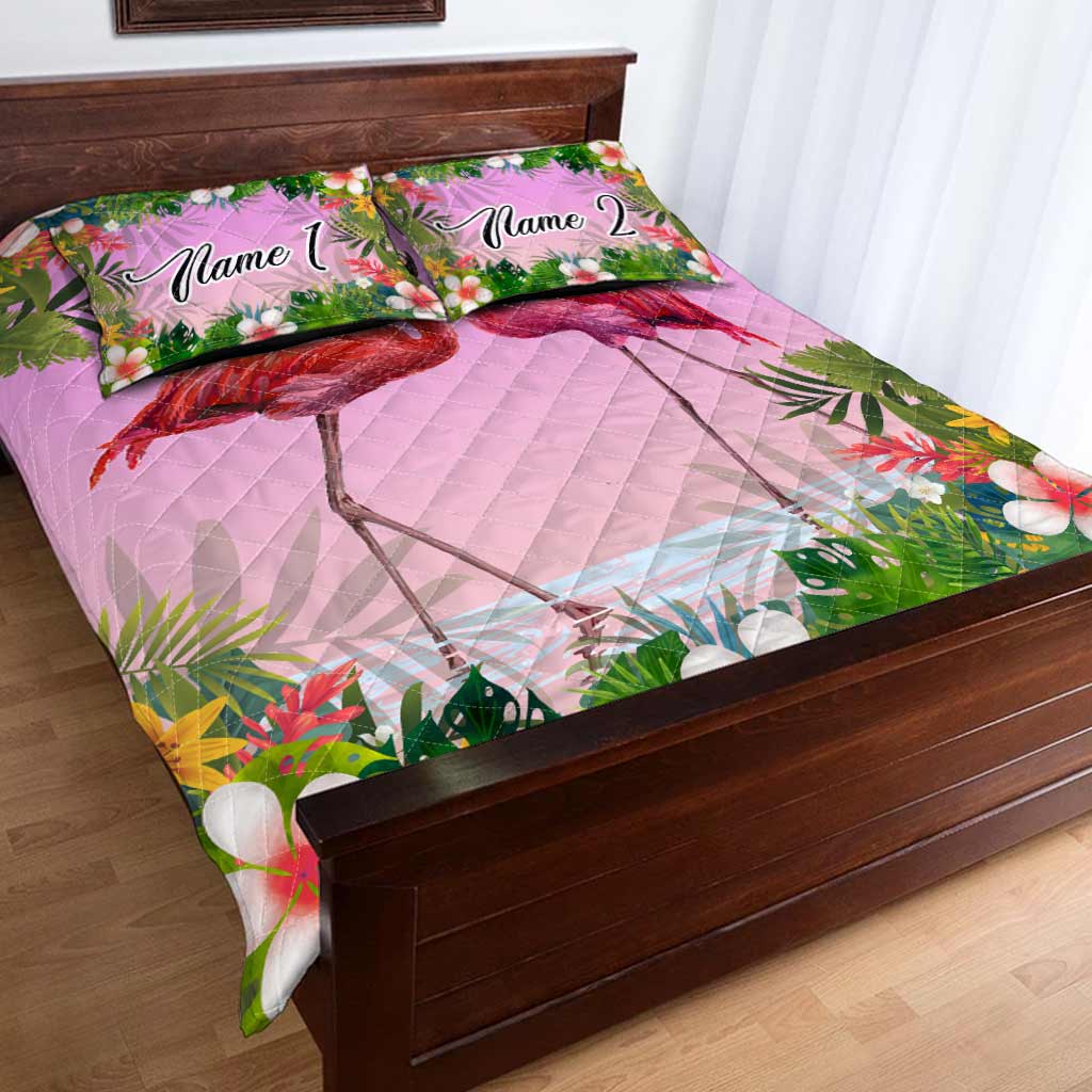 aloha-summer-personalized-flamingo-quilt-bed-set