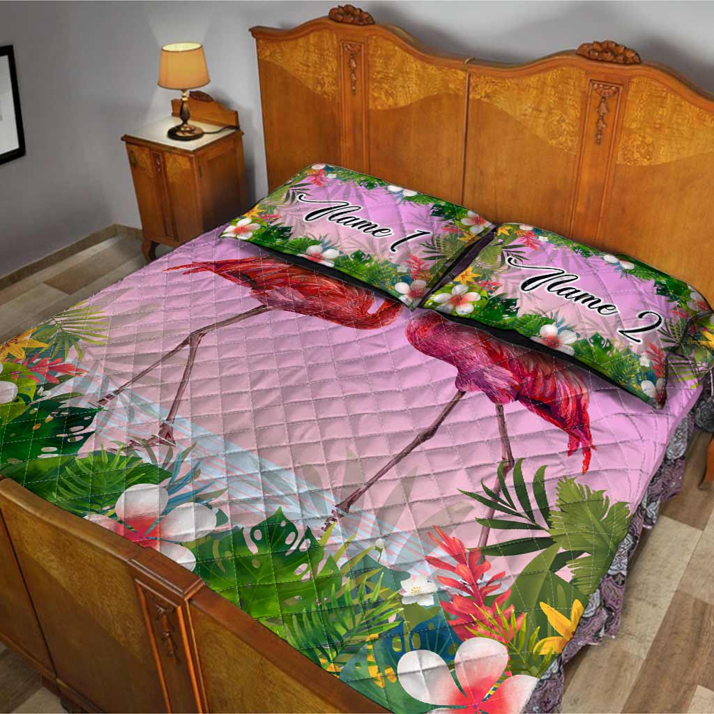 aloha-summer-personalized-flamingo-quilt-bed-set