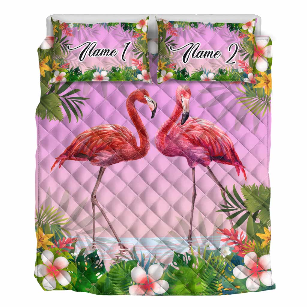 aloha-summer-personalized-flamingo-quilt-bed-set