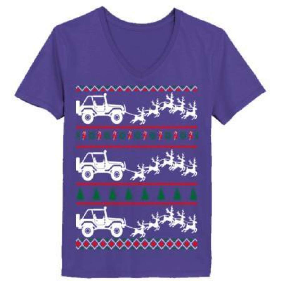 agr-jeep-ugly-christmas-sweater-ladies-v-neck-t-shirt