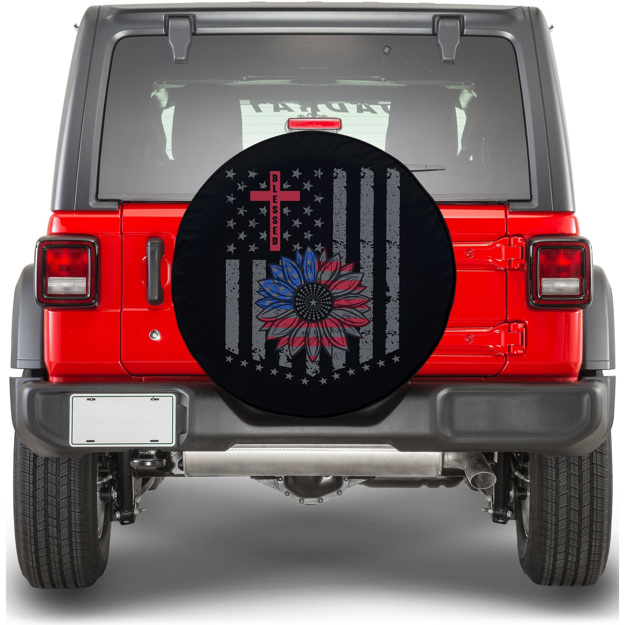 America Sunflower Flag Spare Tire Cover - LT12