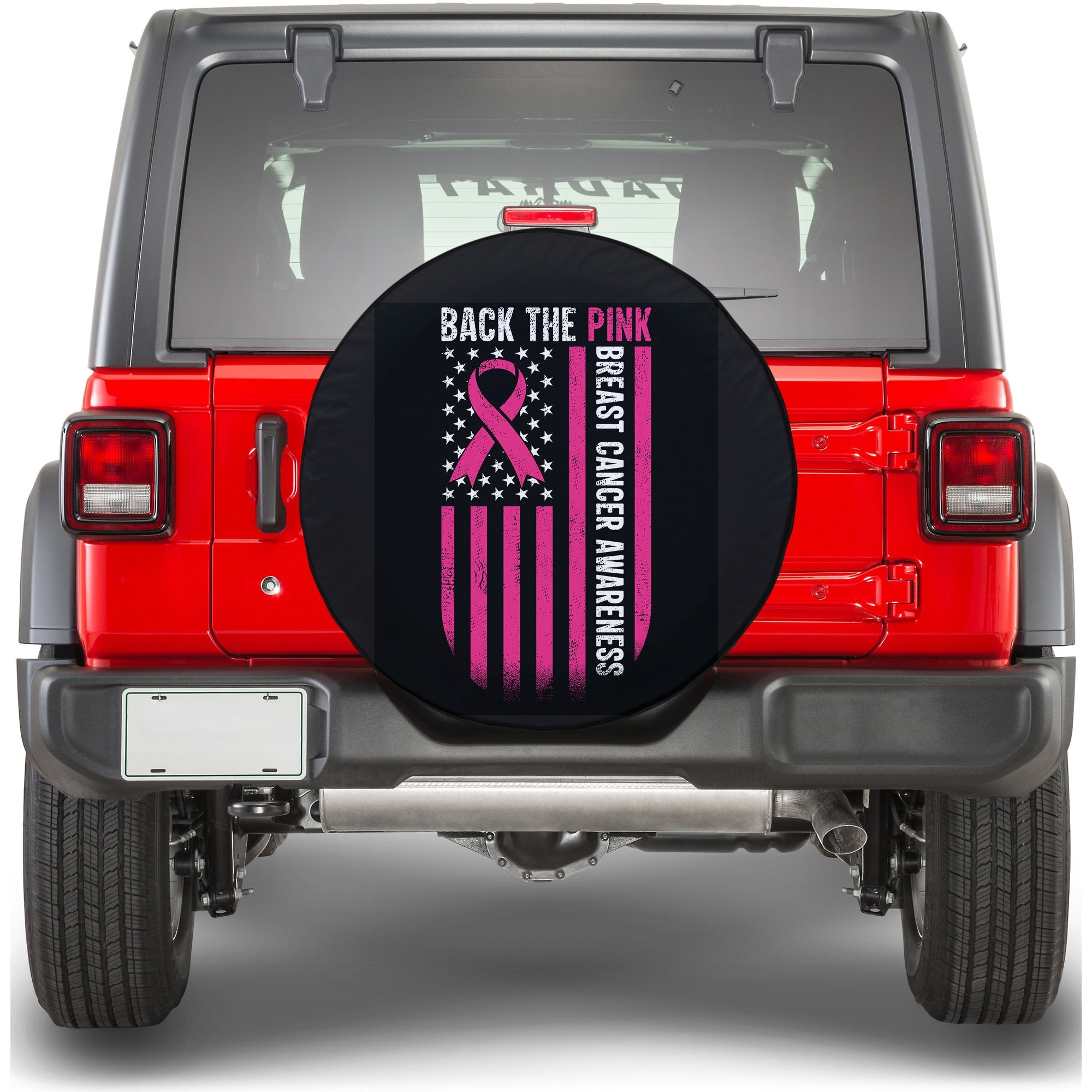 Back The Pink American Flag Breast Cancer Spare Tire Cover - LT12