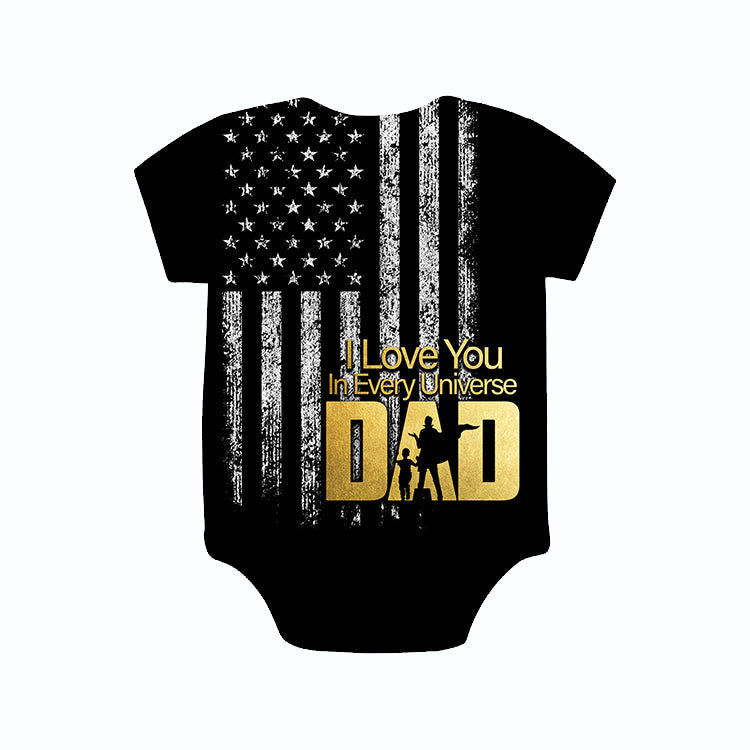 (Custom Personalised) American Flag Father Day Baby Body Suit