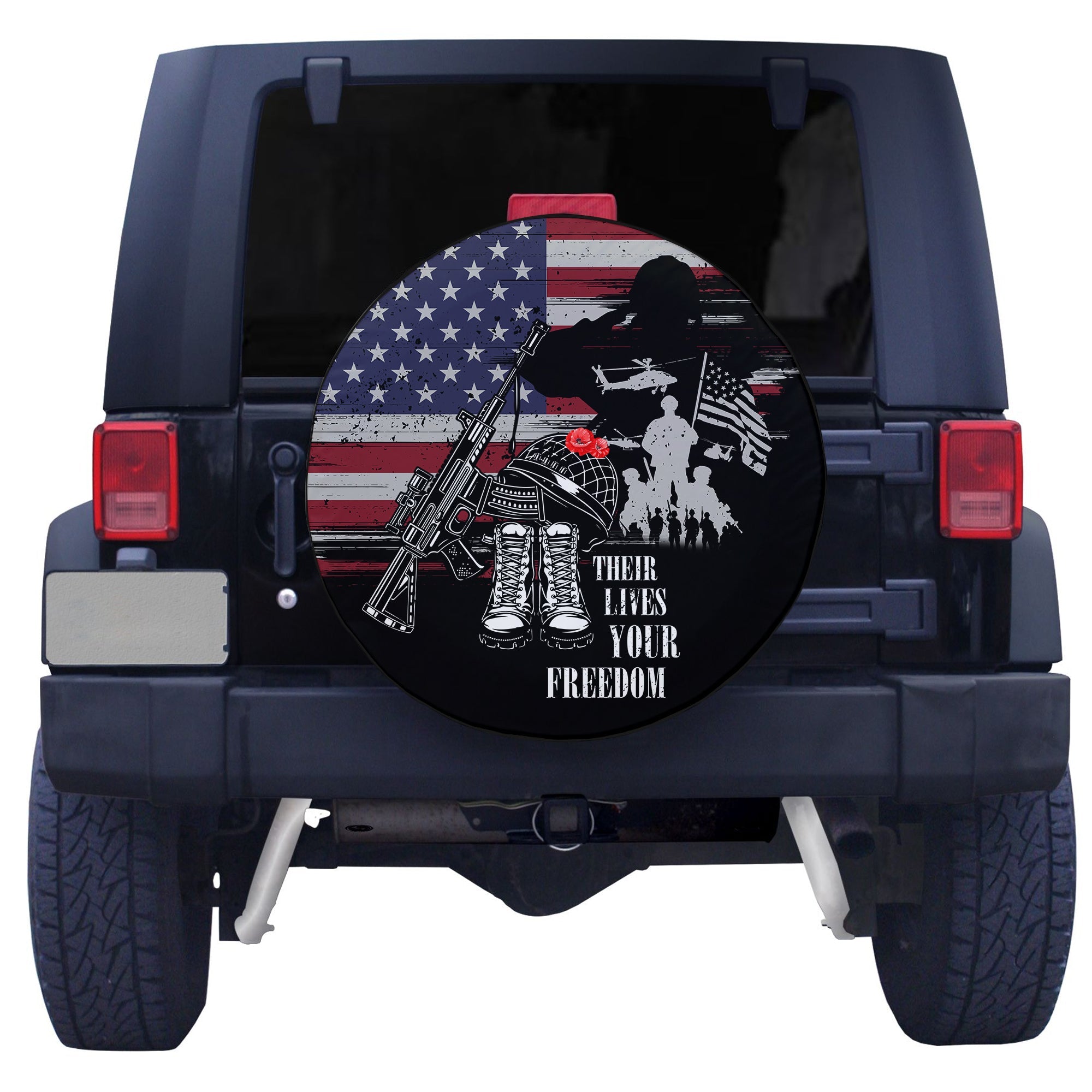 USA Veterans Day Their Lives Your Freedom Spare Tire Cover - LT2