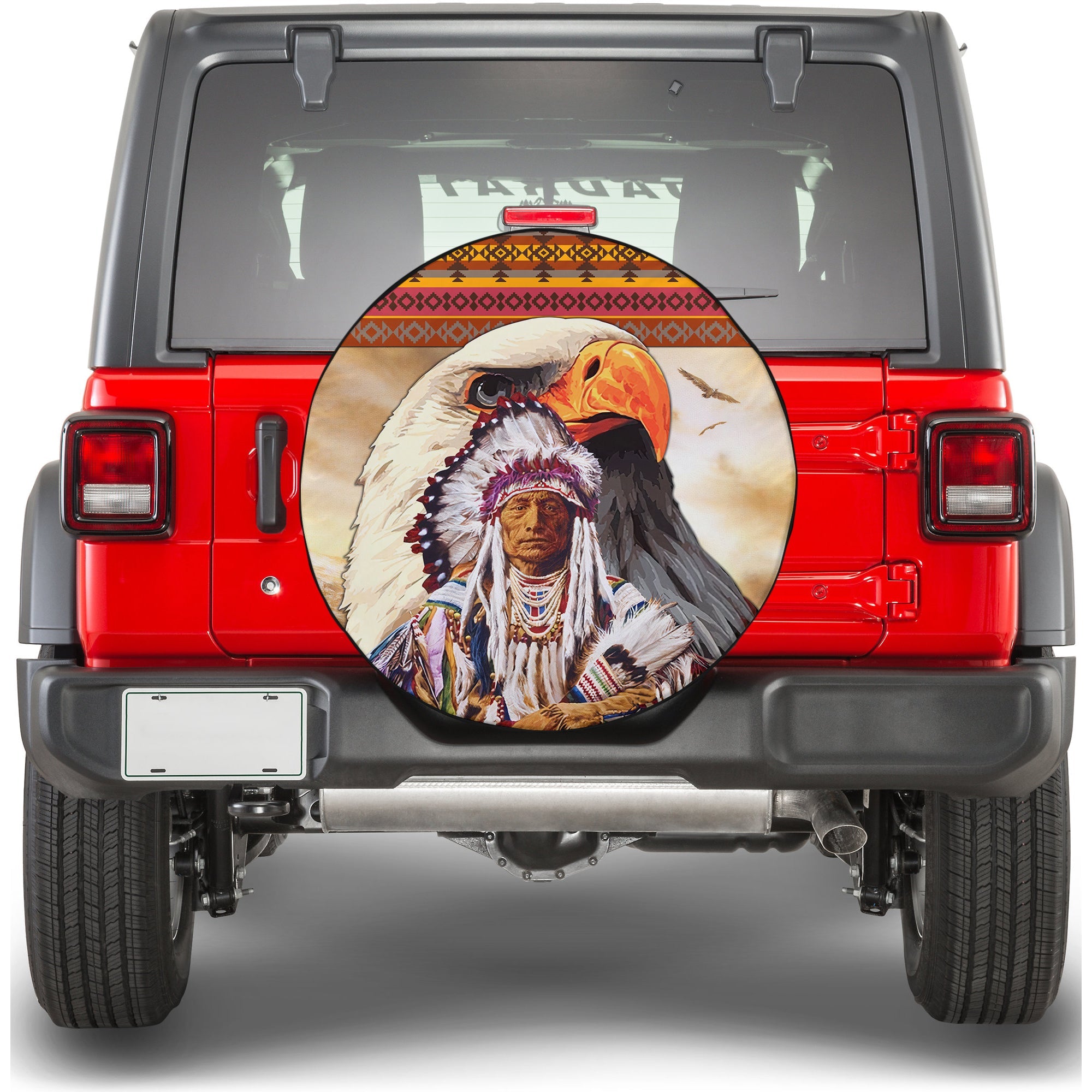 Native American Indian Chief White Eagle Spare Tire Cover - LT2