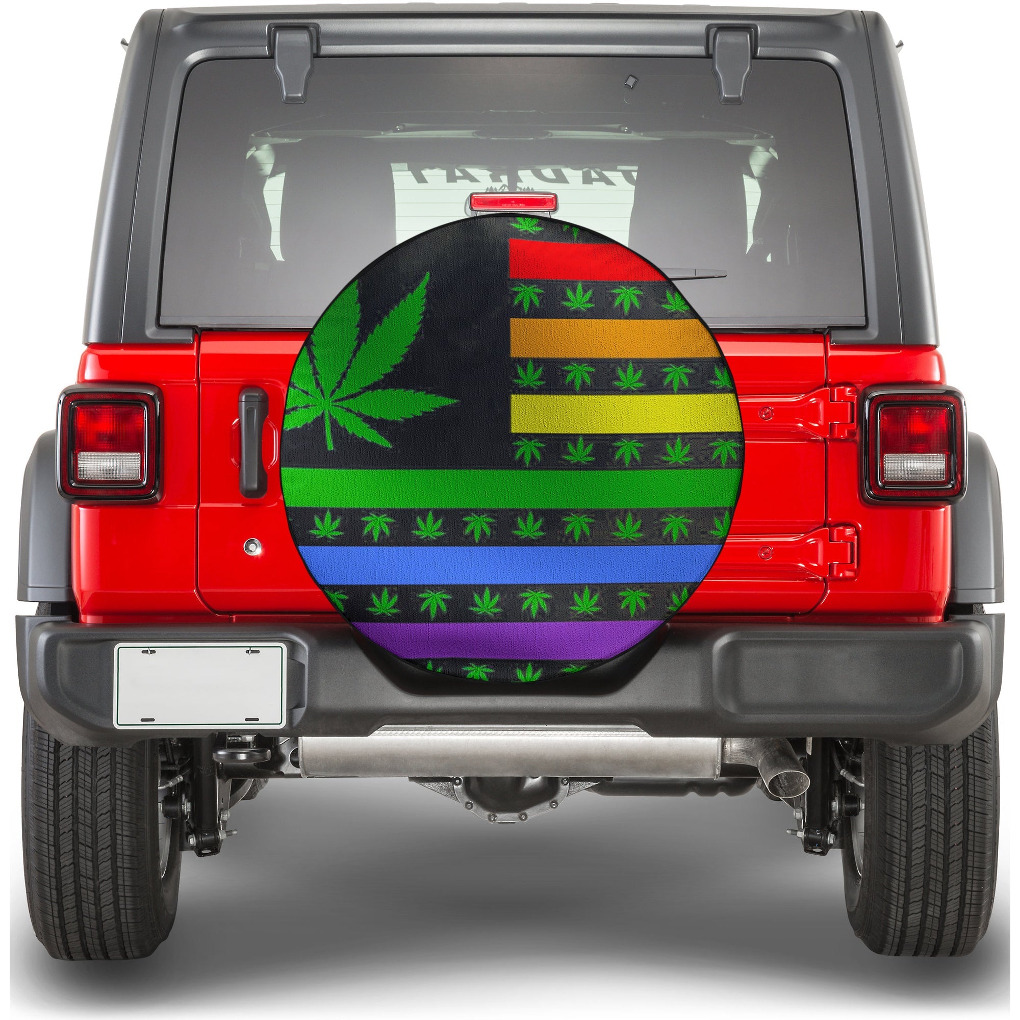 LGBT Rainbow Marijuana USA Spare Tire Cover - LT12