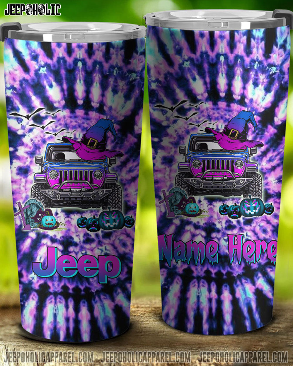 Personalized Jeep Halloween Tie Dye Tumbler