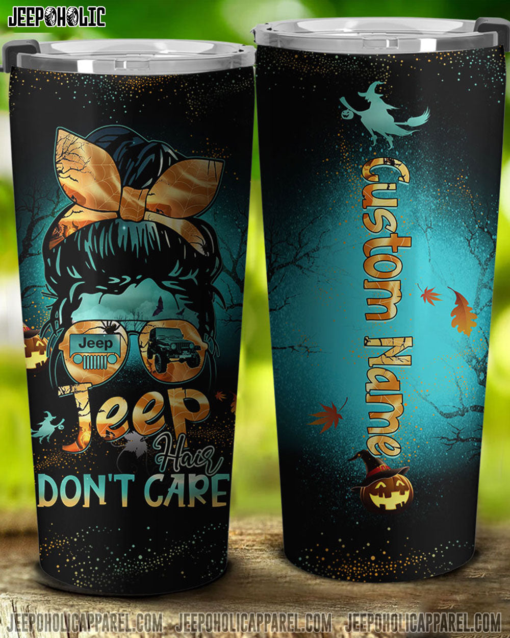 Personalized Jeep Hair Don't Care Halloween Tumbler