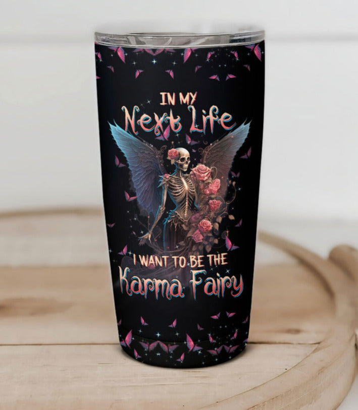 Karma Fairy Skull Skeleton Rose Tumbler