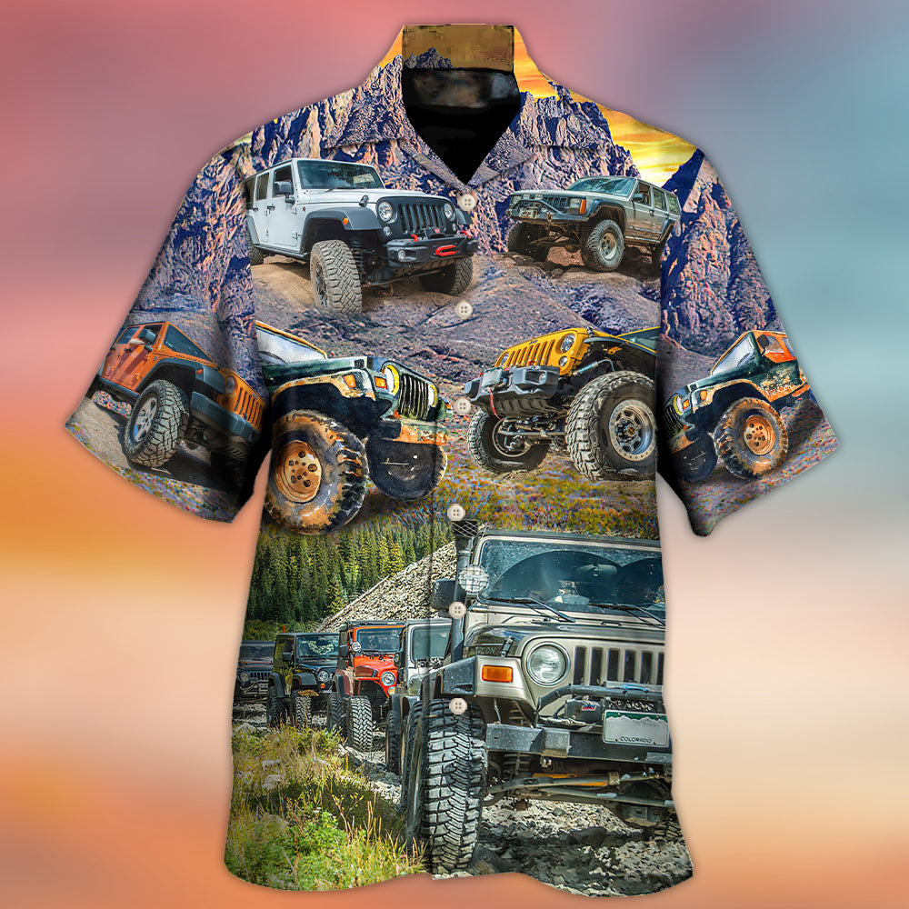 jeep-in-the-mountain-sunset-vintage-art-style-hawaiian-shirt