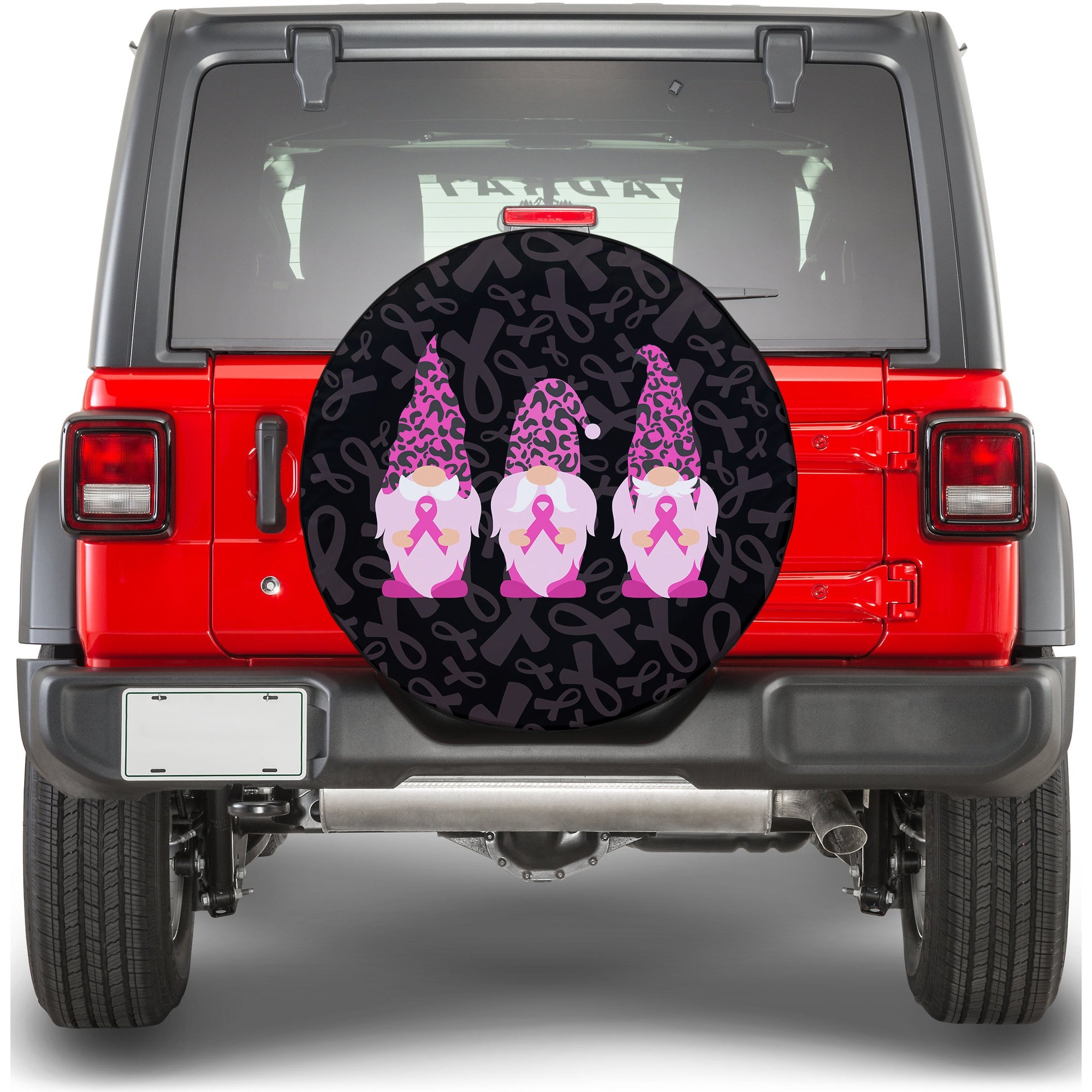 Breast Cancer Stop Cancer Fight Cancer Gnomes With Pink Ribbon Spare Tire Cover - LT12