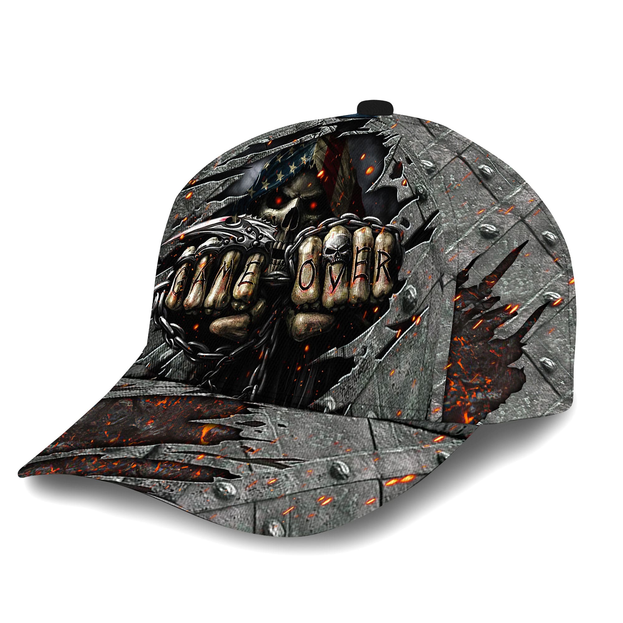 Premium Unique American Skull All Over Print Cap For Skull Lover