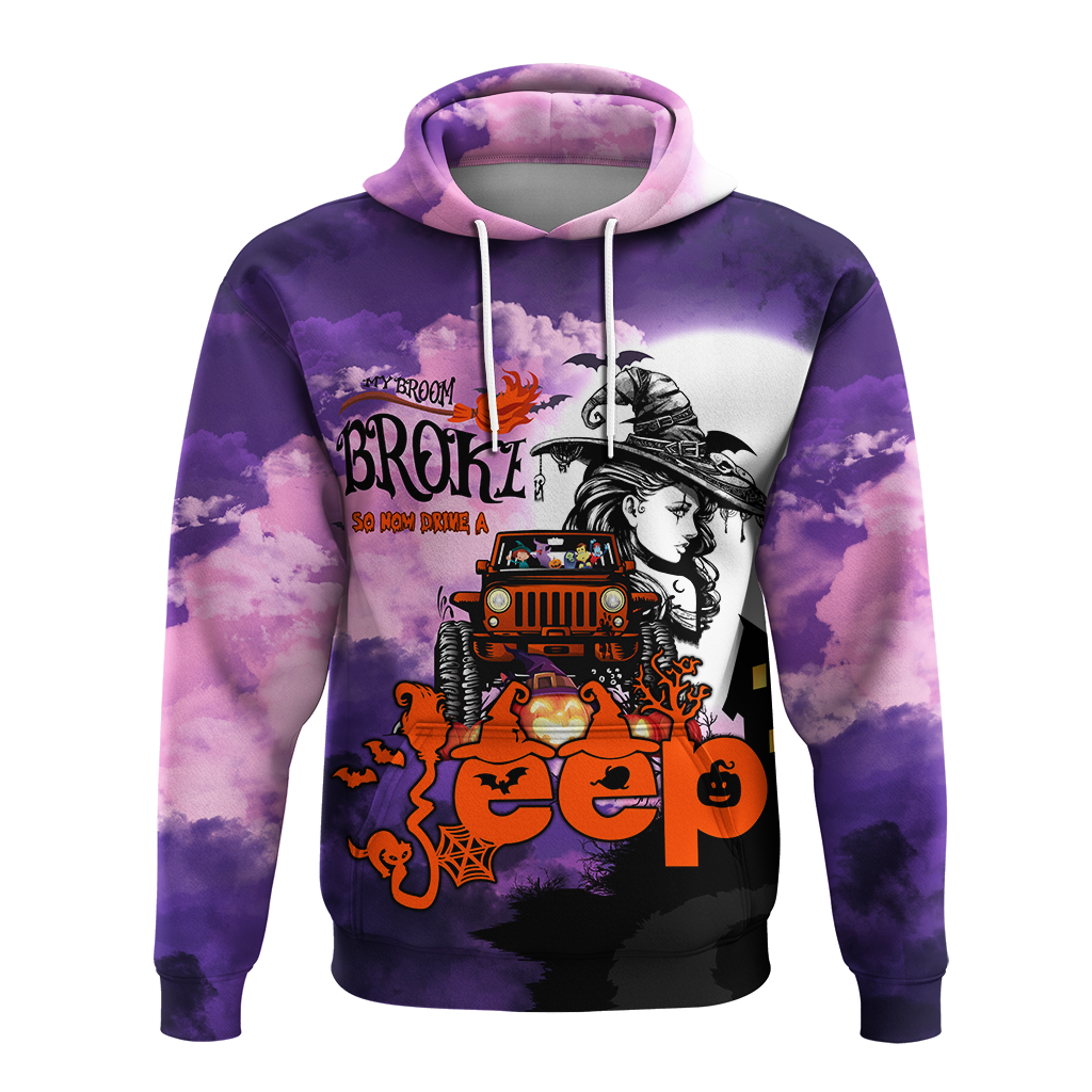 My Broom Broke So Now Drive A Jeep Halloween Hoodie - LT2