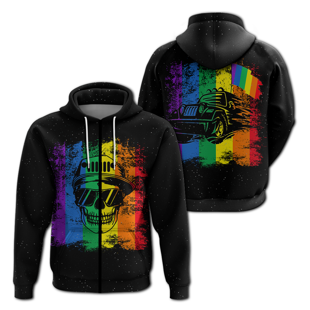 Jeep Skull LGBT Galaxy Hoodie - LT12