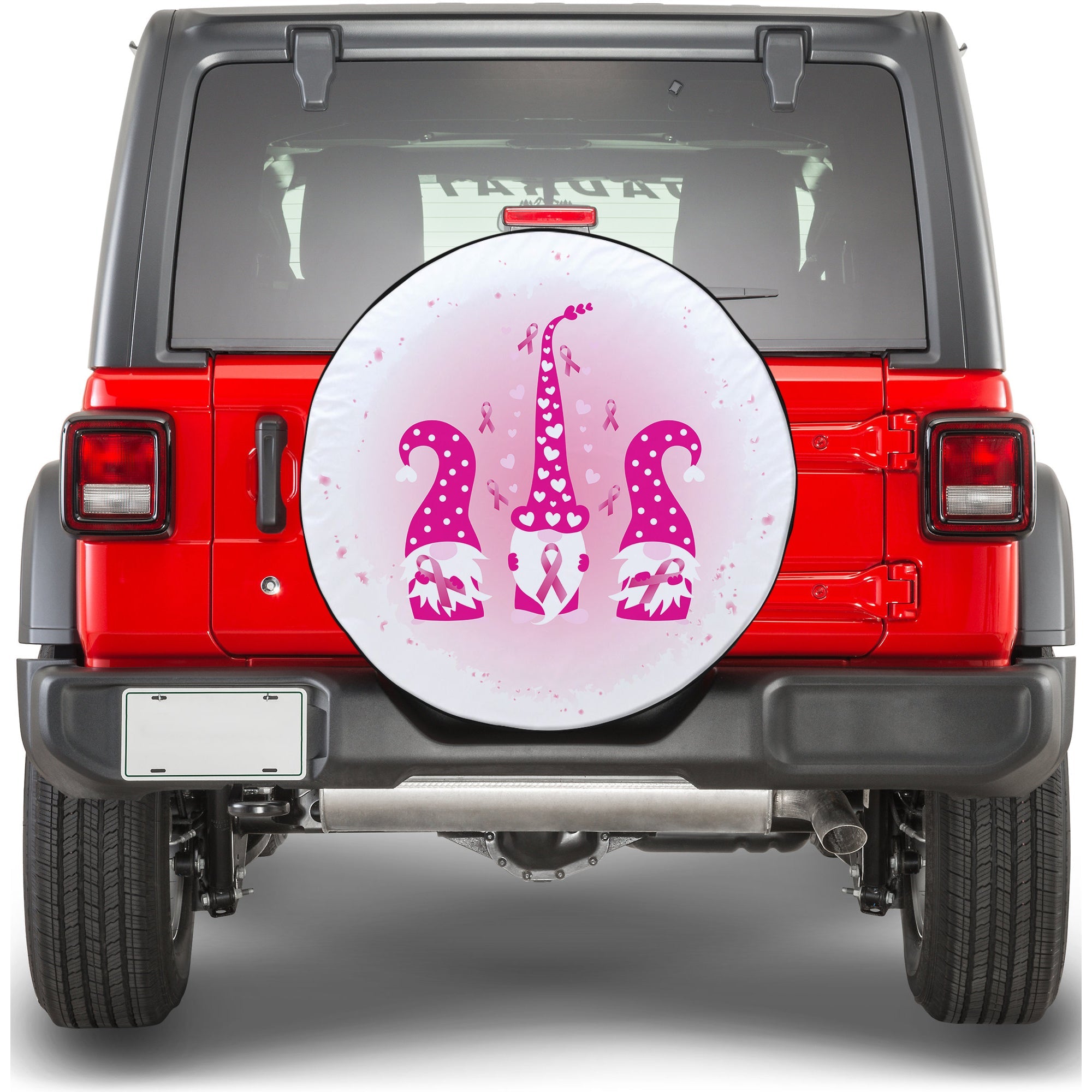 Breast Cancer Awareness Month With Pink Cute Gnomes Ribbons Spare Tire Cover - LT12