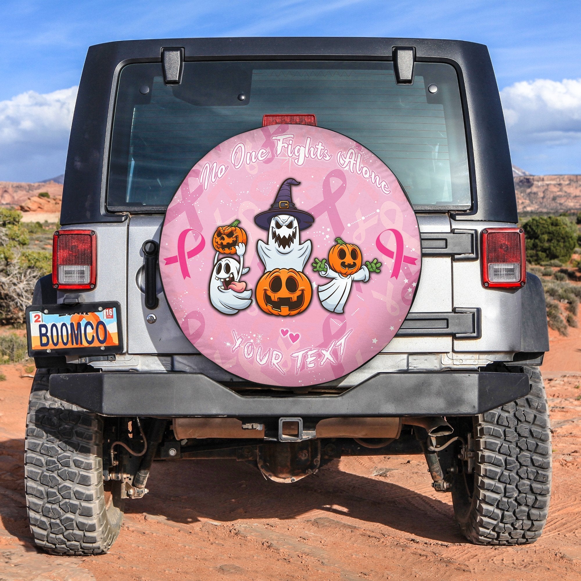 custom-personalised-breast-cancer-spare-tire-cover-no-one-fights-alone-halloween-pumpkin-and-ghost